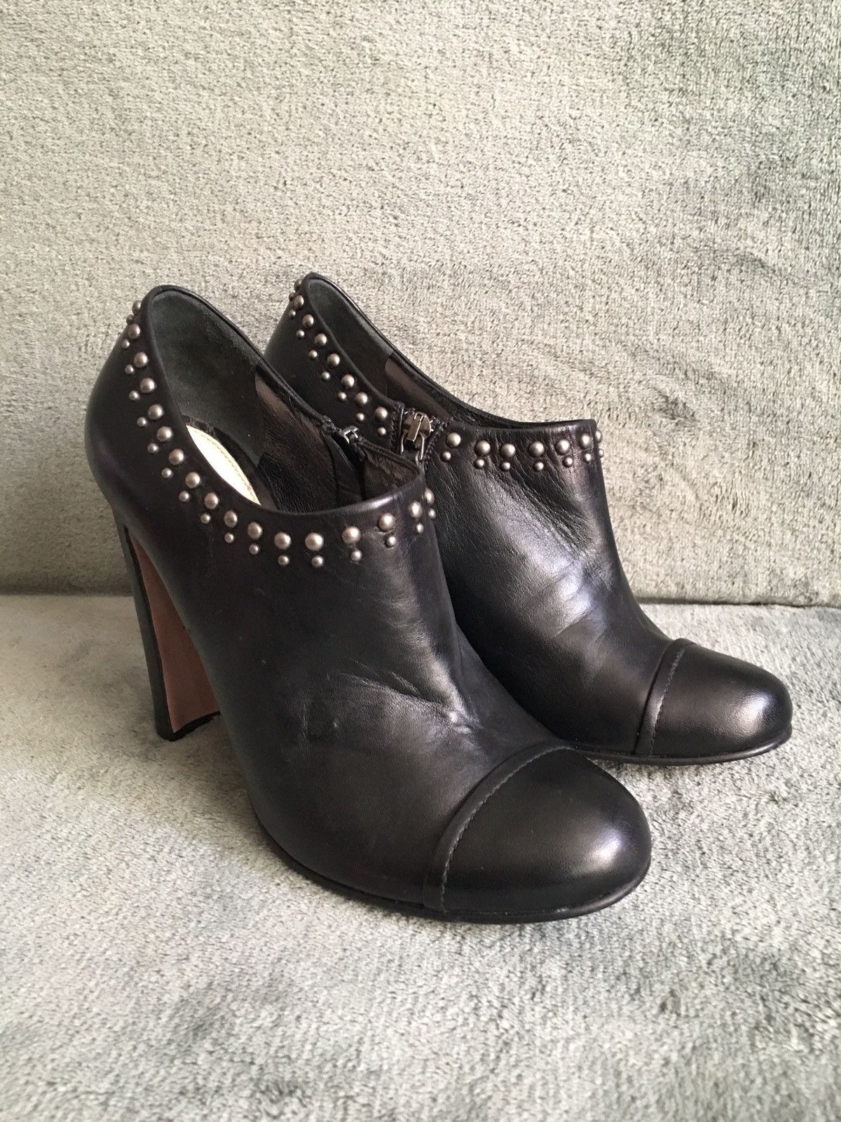 Prada PRADA Black Leather Ankle Stud Boots EU 38 Size US 8 / IT 38 - 3 Thumbnail