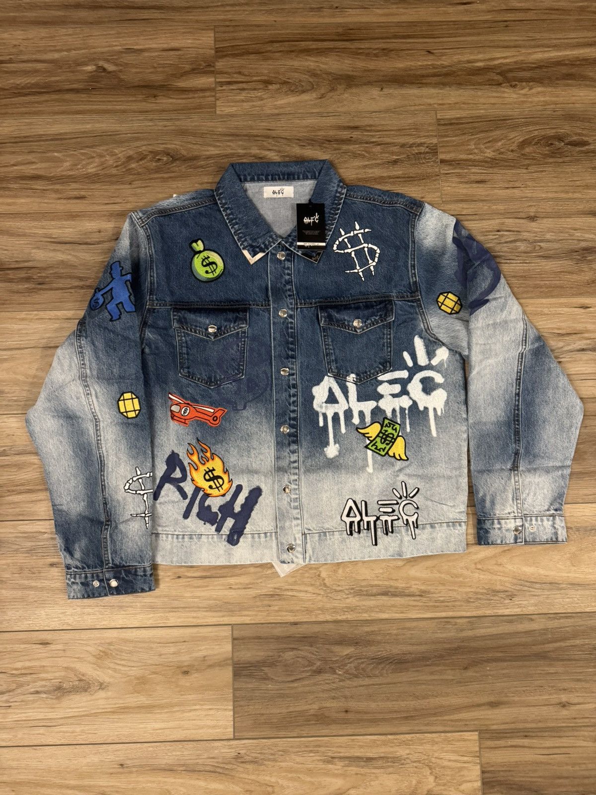 Alec Monopoly RARE Alec Monopoly Rich Bones Denim Jacket SS21 Size US L / EU 52-54 / 3 - 2 Thumbnail