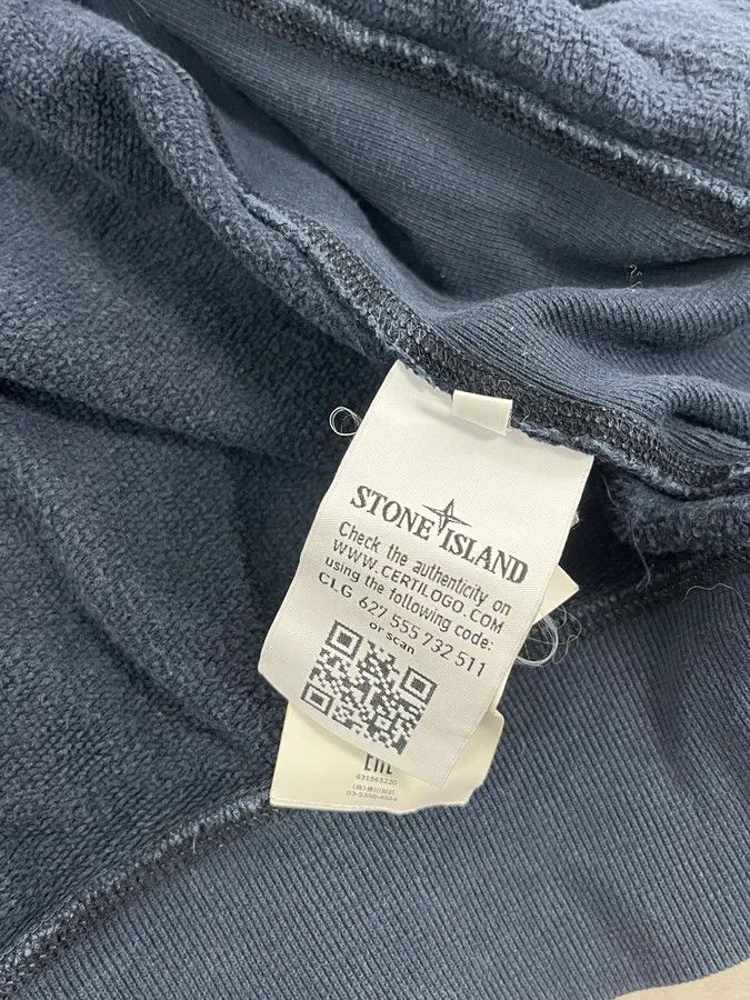 Stone Island Navy Signature Minimalist Zip-up Hoodie