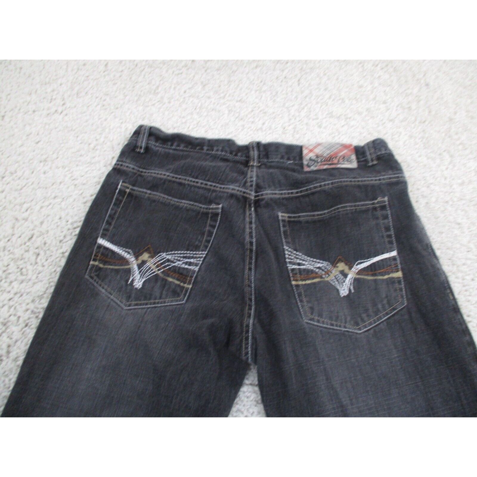 image of Vintage Southpole Jeans Mens 38 Black Denim Y2K Skater Embroidered Grunge Goth in White