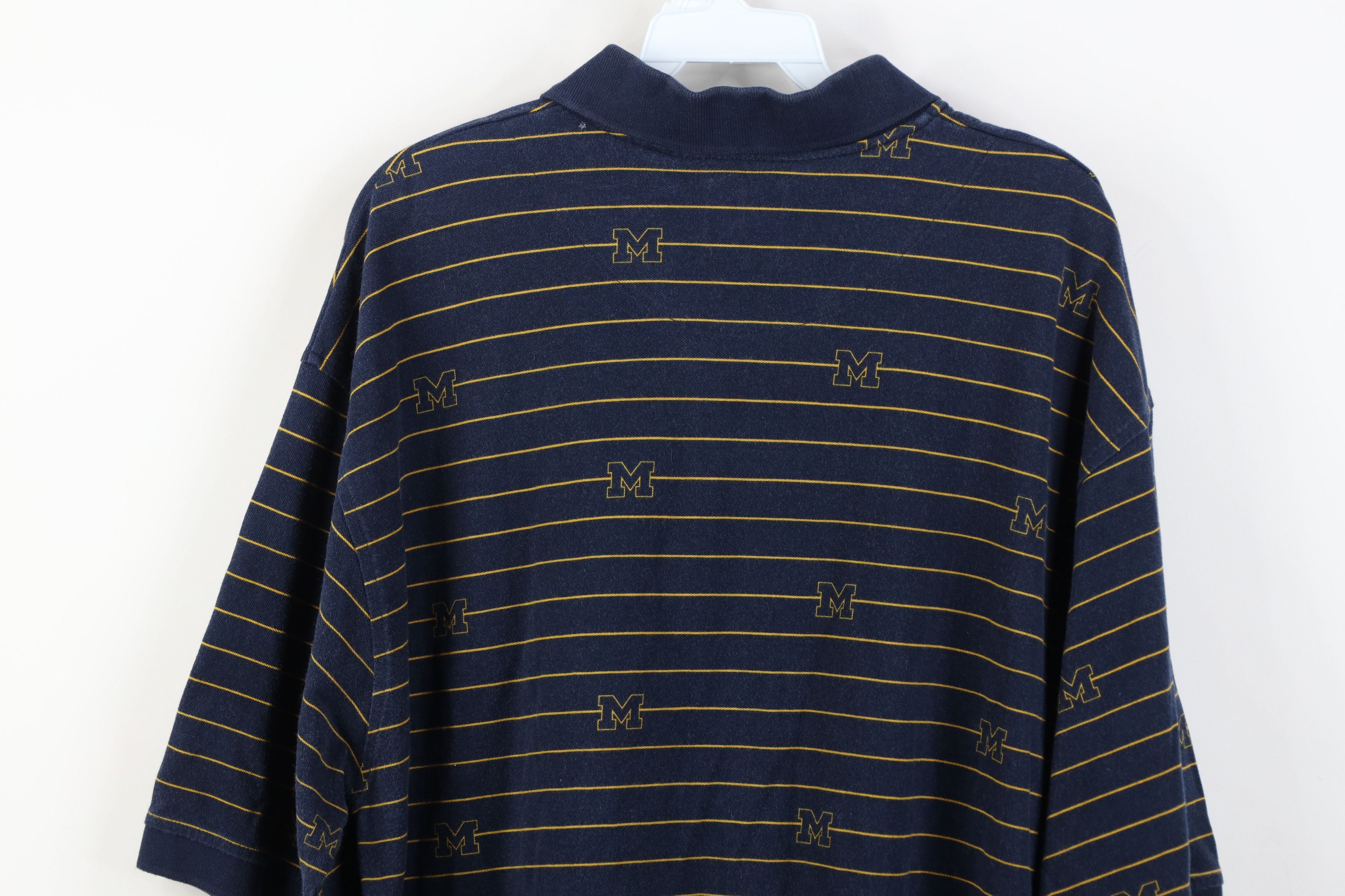 Vintage Vintage 90s Block M University of Michigan Golf Polo Shirt Size US XL / EU 56 / 4 - 11 Thumbnail