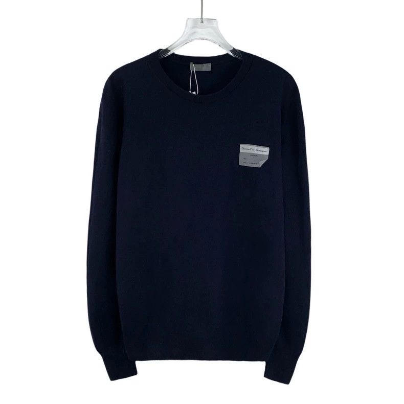 Dior Dior Dark blue brand-name printed wool round-neck long-slee Size US M / EU 48-50 / 2 - 1 Thumbnail