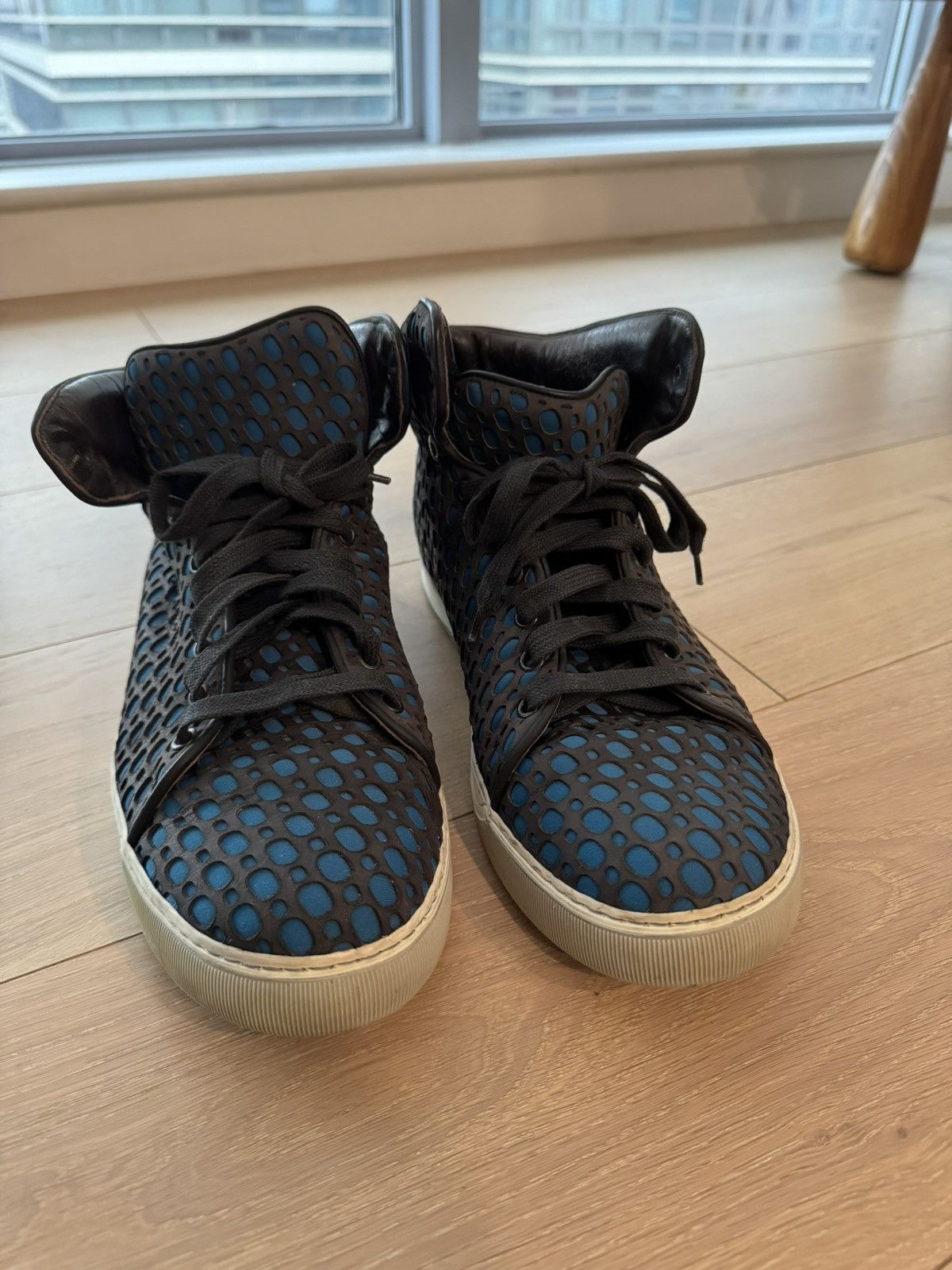 Lanvin Lanvin Blue & Black Leather High-Top Sneakers Men’s Sz 10 Size US 10 / EU 43 - 1 Thumbnail