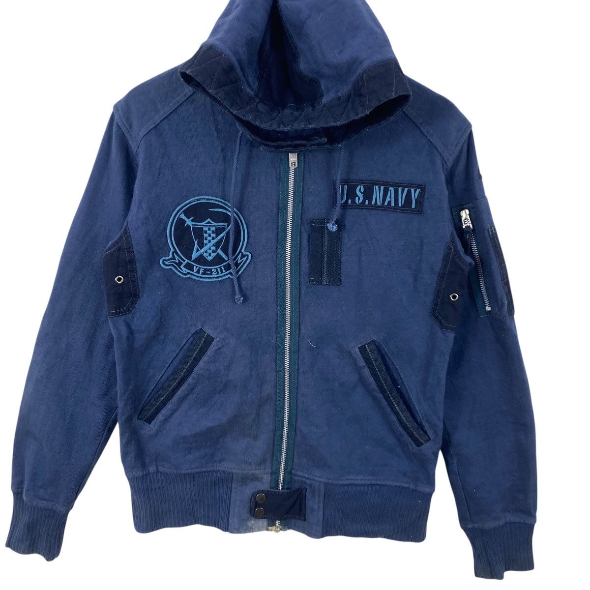 Avirex Vintage AVIREX U.S. VF-211 Hooded Bomber Jacket Military Size US M / EU 48-50 / 2 - 5 Thumbnail