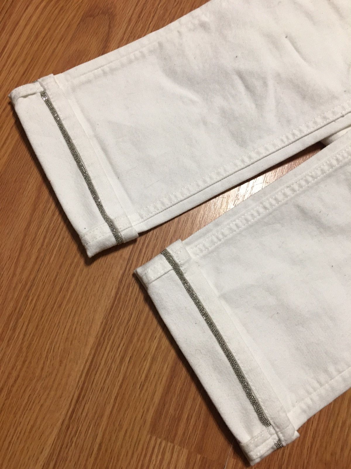 Fabiana Filippi Fabiana Filippi Slim Cut Beaded Cuff Jeans White RRP $550 Size 34" / US 12 / IT 48 - 13 Thumbnail