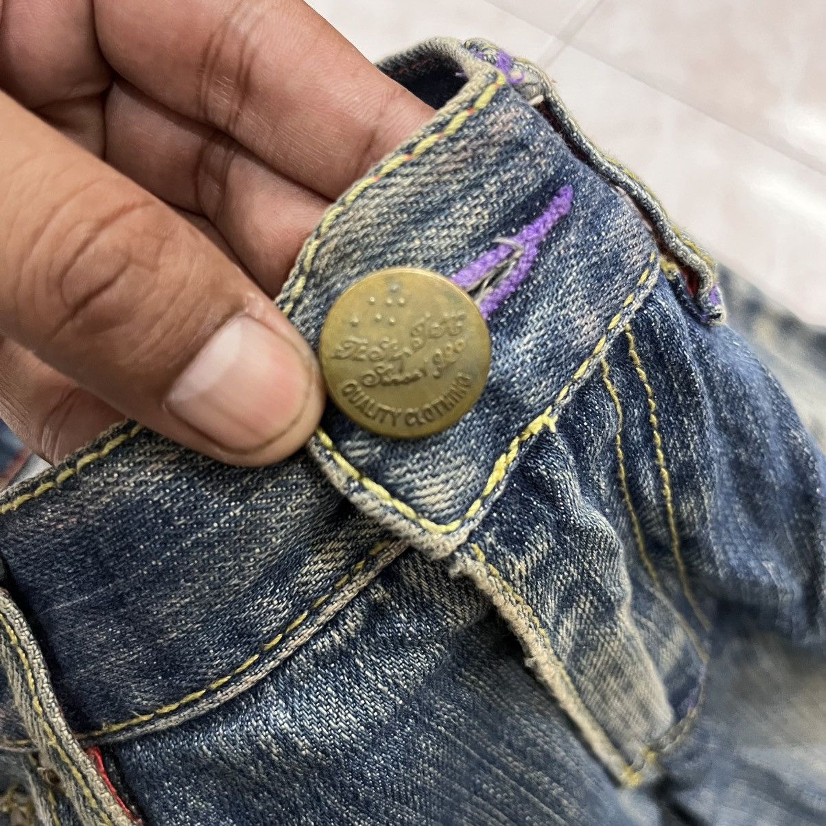 14th Addiction Vintage Takeo Kikuchi Distressed Art Denim Size US 33 - 5 Thumbnail