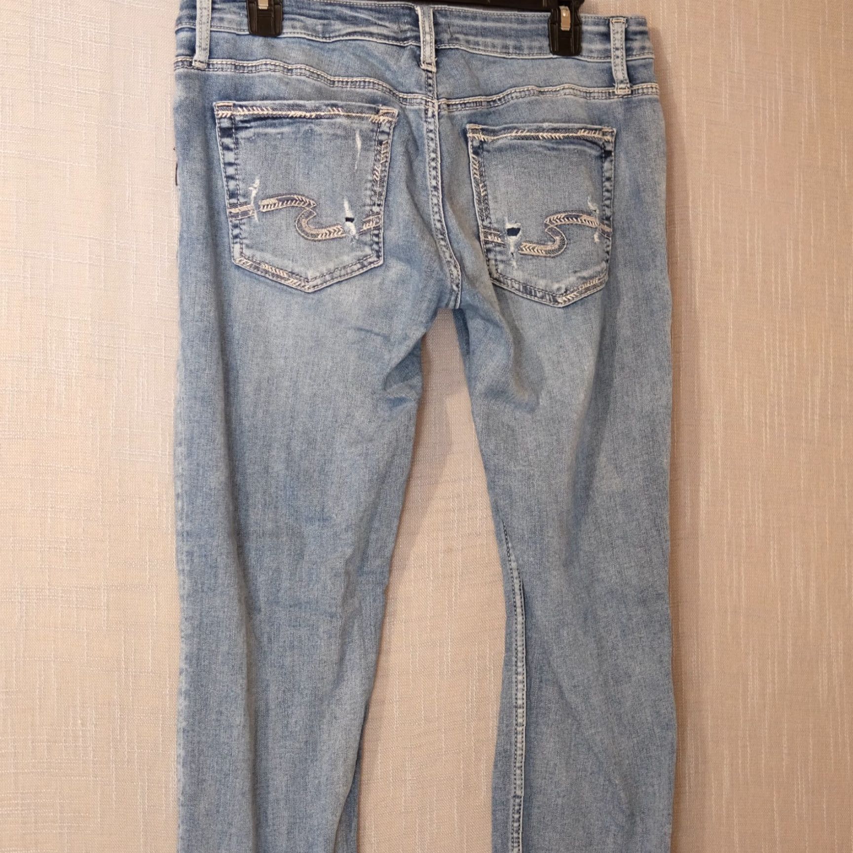 Vintage SILVER Denim Boyfriend Jeans Skinny Distressed Womens W30 x L27 #A18-4 Jeans Size 30" / US 8 / IT 44 - 7 Thumbnail