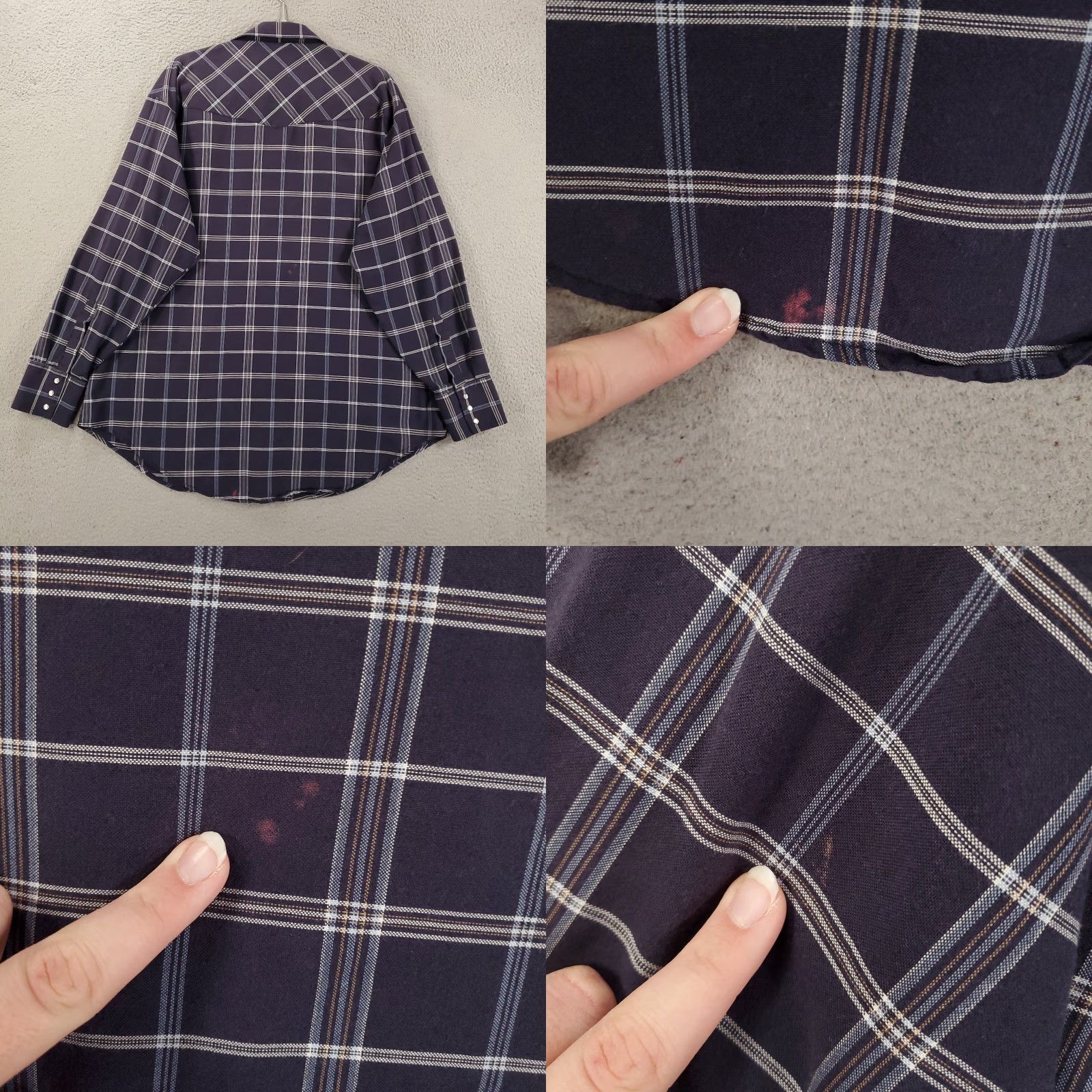 Vintage Ely Cattleman Pearl Snap Mens XXL Navy Plaid Snap Rodeo Western Long Sleeve 2XL Size US XXL / EU 58 / 5 - 8 Thumbnail