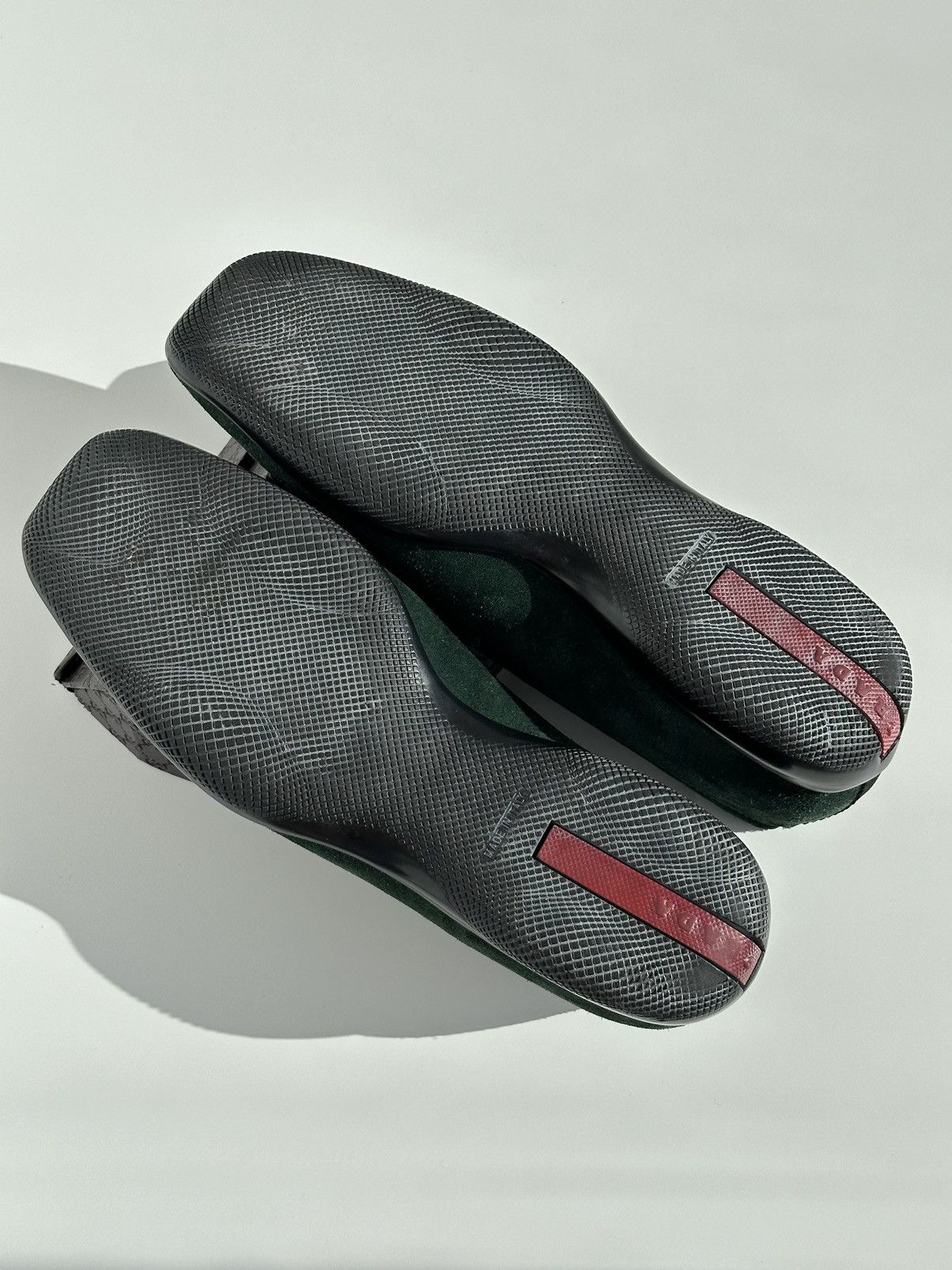 Prada PRADA Green Suede Triangle Logo Square Toe Loafers Slip One Size US 6 / IT 36 - 9 Thumbnail