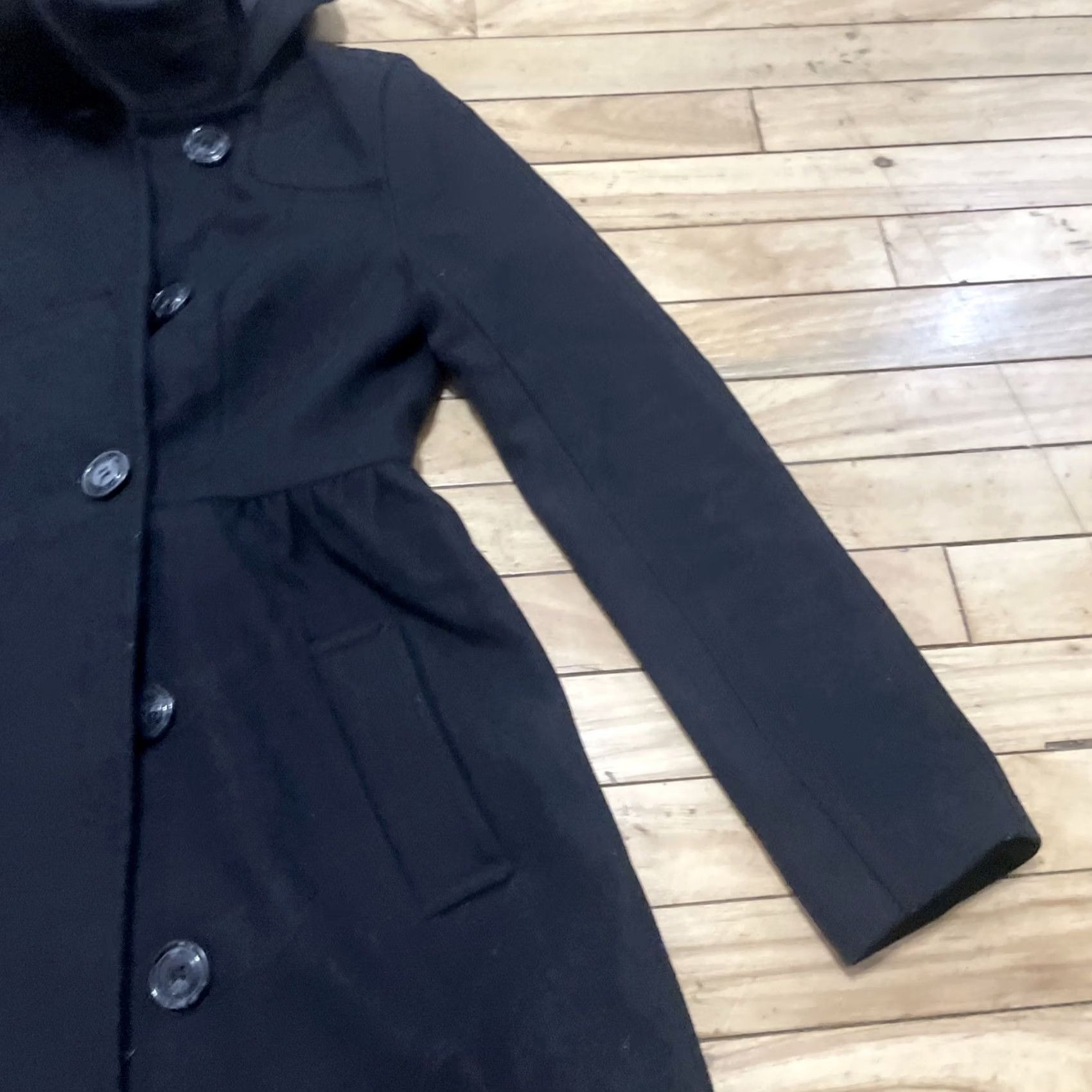 H&M H&M Pea Coat Hoodie Women Junior 4 Lined Black Double Breasted Pockets Button Up Shirt Coat Mens Womens Girls Boys Size S / US 4 / IT 40 - 7 Thumbnail