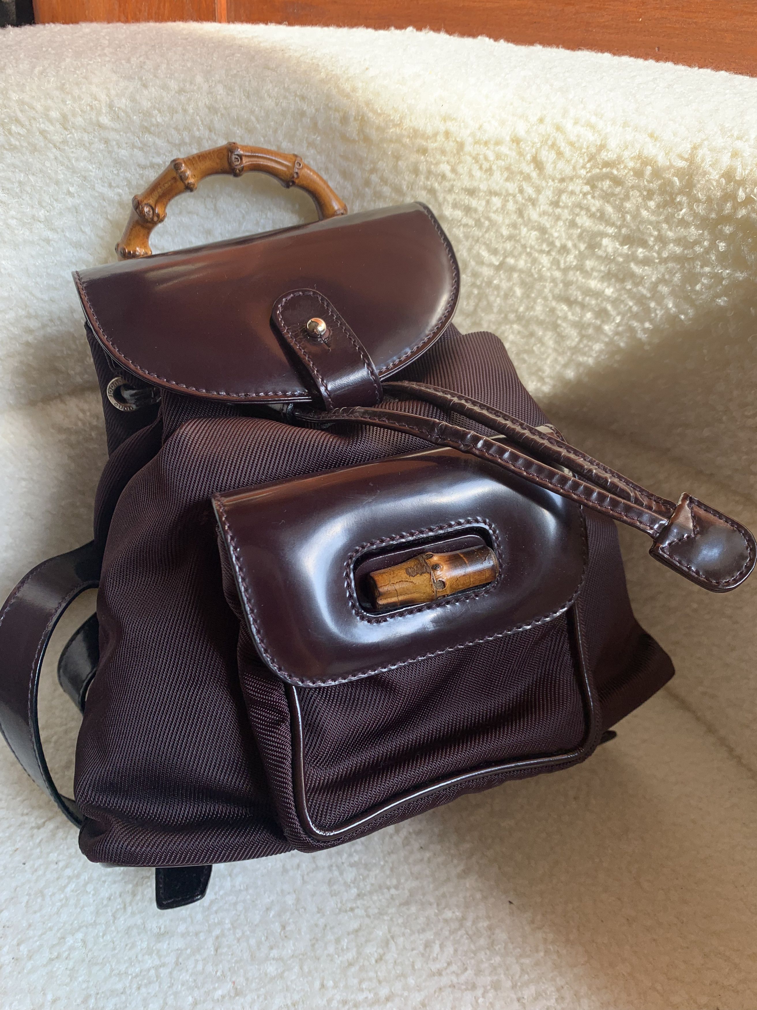 Gucci Gucci Bamboo Backpack Mini Black Canvas/Leather/Nylon Size ONE SIZE - 2 Thumbnail