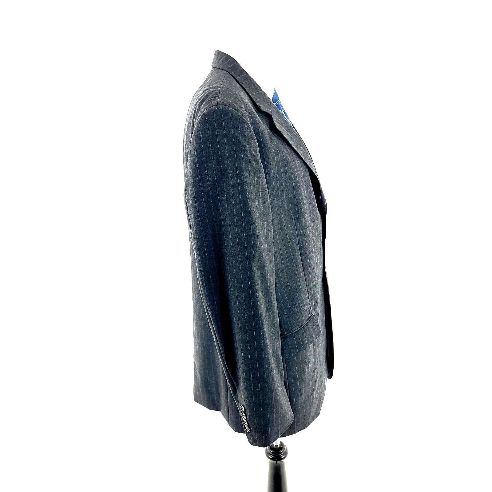 Stafford DAMAGED Stafford Wool 3 Button Suit Jacket 42L Gray Striped Size 42L - 7 Thumbnail