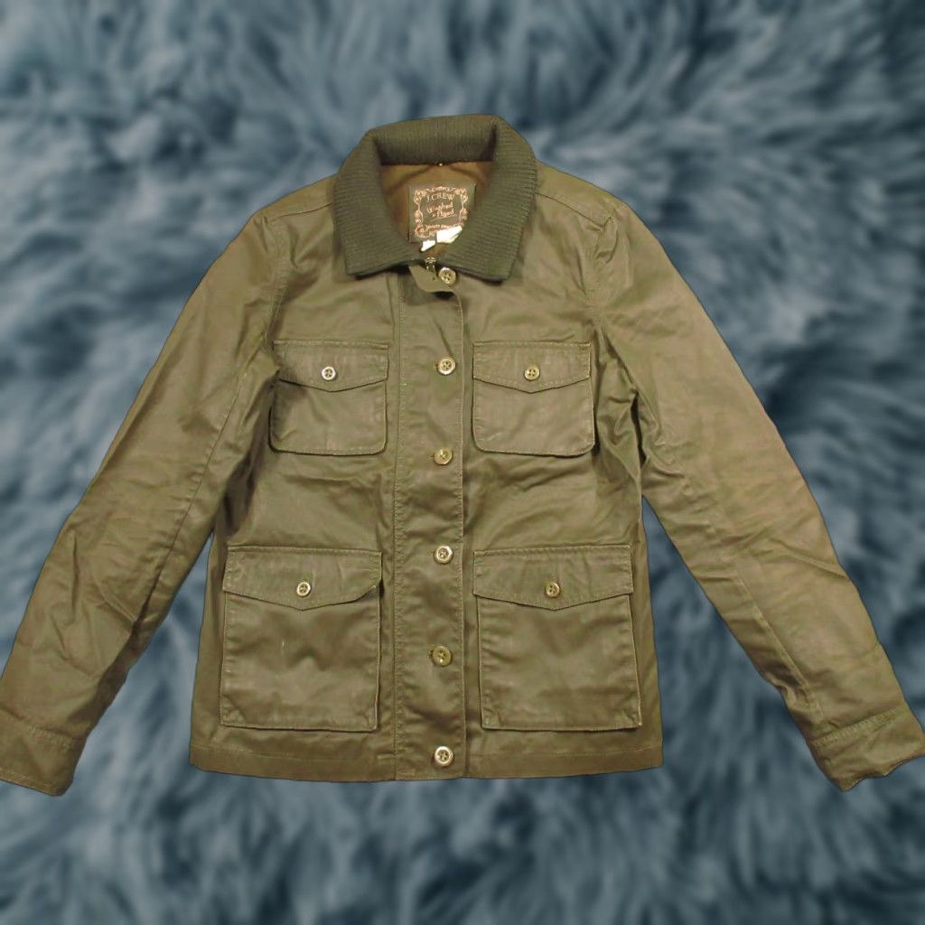 J.Crew VINTAGE J.CREW Washed & Aged Utility Jacket XS Brown Waxed Cotton Field Barn Coat Size XS / US 0-2 / IT 36-38 - 1 Thumbnail