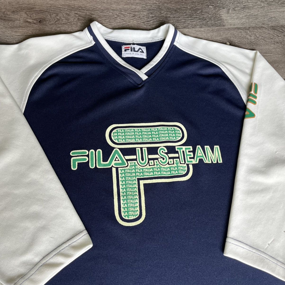 Fila Vintage 1990s FILA US Team Longsleeve Jersey Shirt Hockey Size US XL / EU 56 / 4 - 3 Thumbnail
