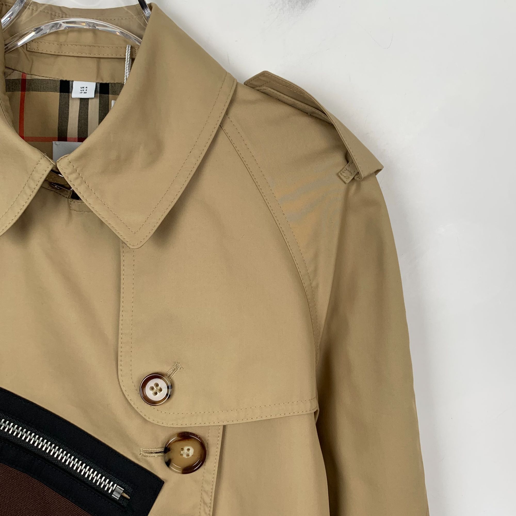 Burberry X9249 Burberry Womens Beige Trench Coat With Brown Pocket Size XS / US 0-2 / IT 36-38 - 3 Thumbnail