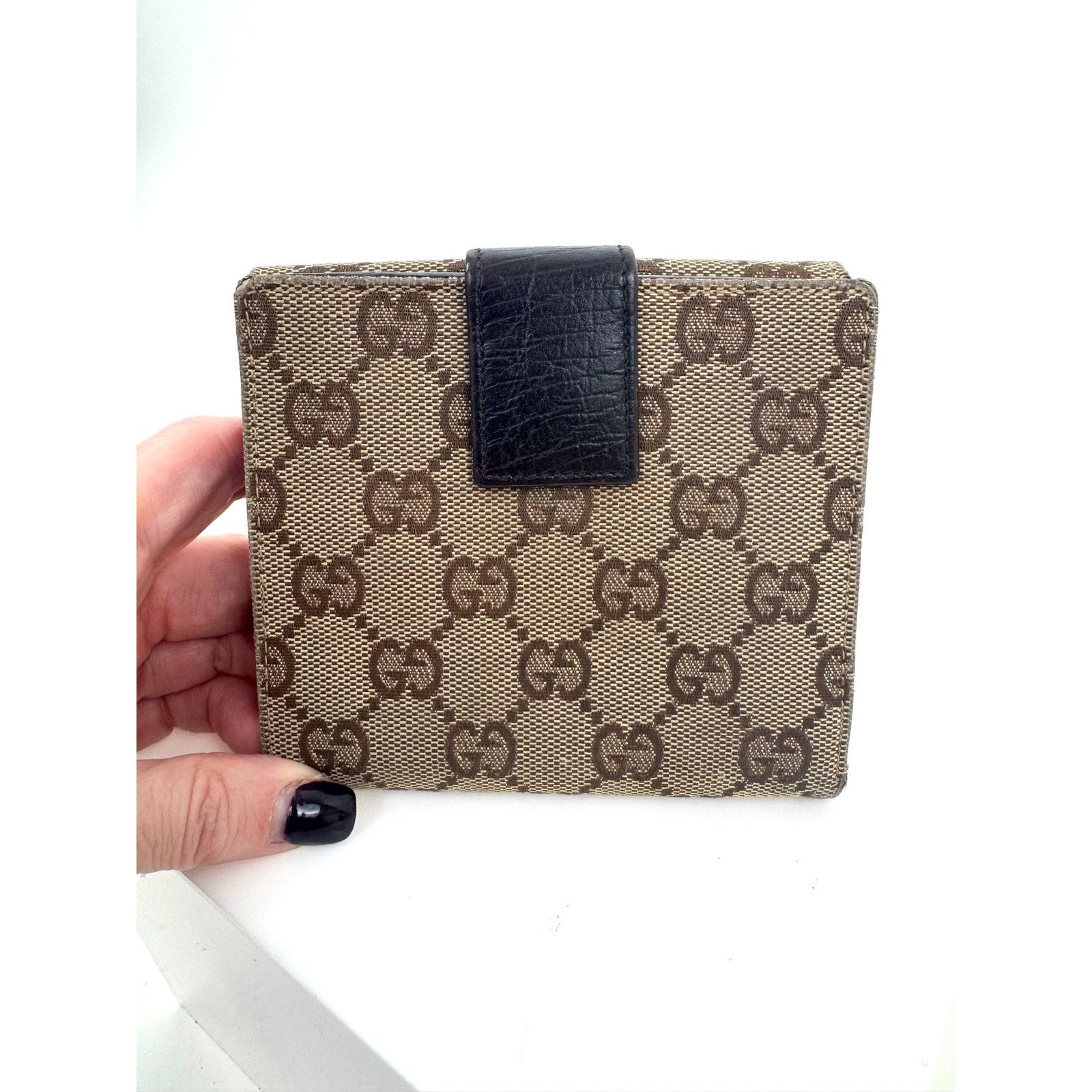 Gucci Gucci GG Neutral Canvas Monogram Web Canvas Compact Wallet Size ONE SIZE - 3 Thumbnail
