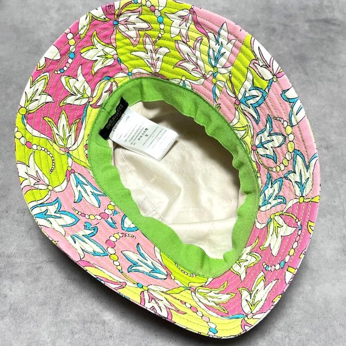 Emilio Pucci EMILIO PUCCI Floral Pattern Bucket Hat Multicolor Cotton Size 2 Women Used Rare Size ONE SIZE - 4 Thumbnail