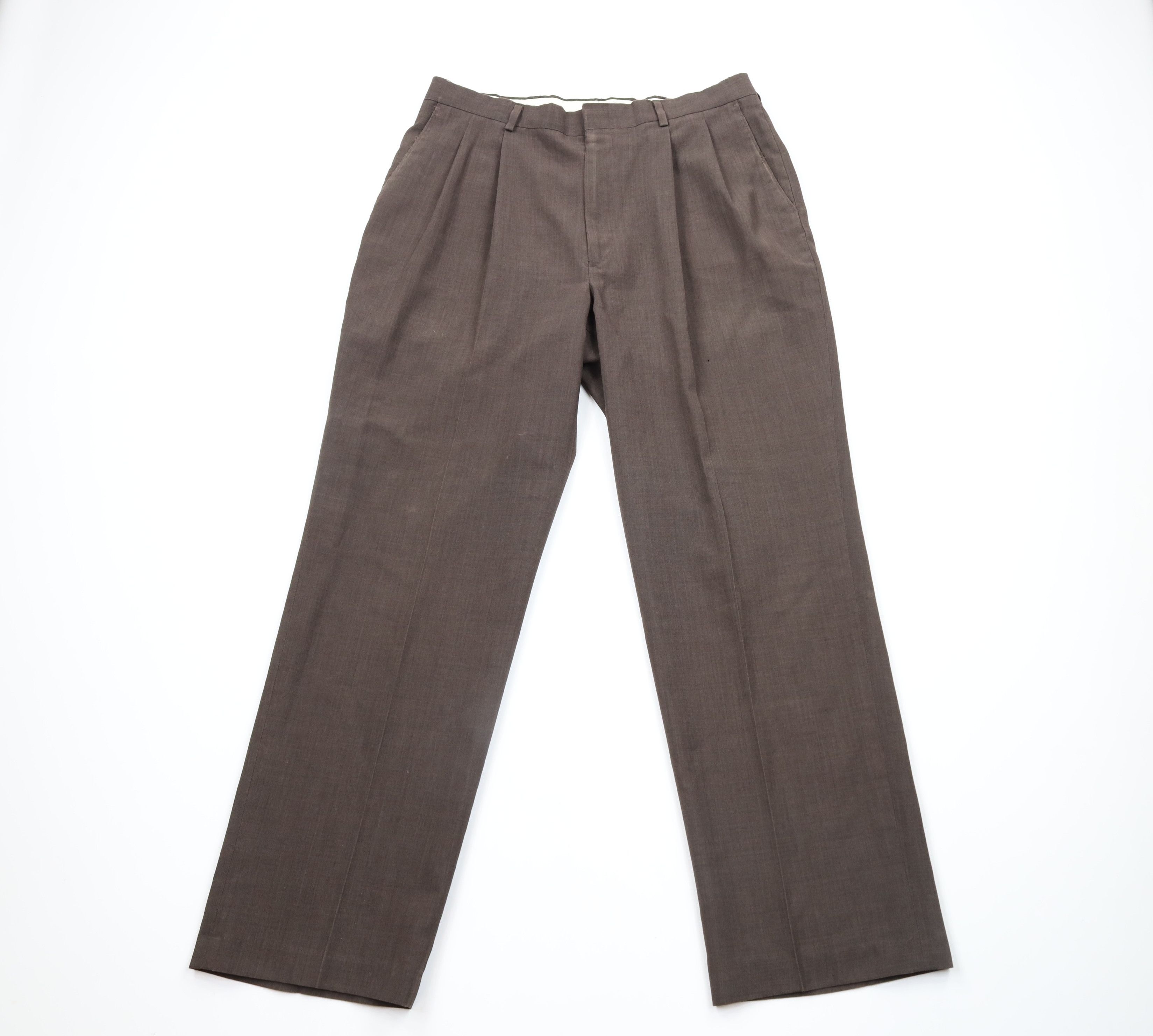 Vintage Vintage 70s Streetwear Worsted Wool Blend Pleated Pants USA Size 32 - 1 Thumbnail