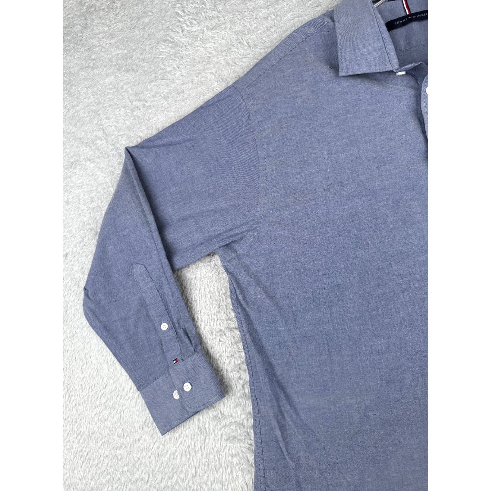 Tommy Hilfiger VINTAGE Tommy Hilfiger Shirt Men XL Blue Button-Up Long Sleeve with Pocket - Tommy Hilfiger Button-Down Shirt - Mens XL Blue - 90s? Size US XL / EU 56 / 4 - 3 Thumbnail