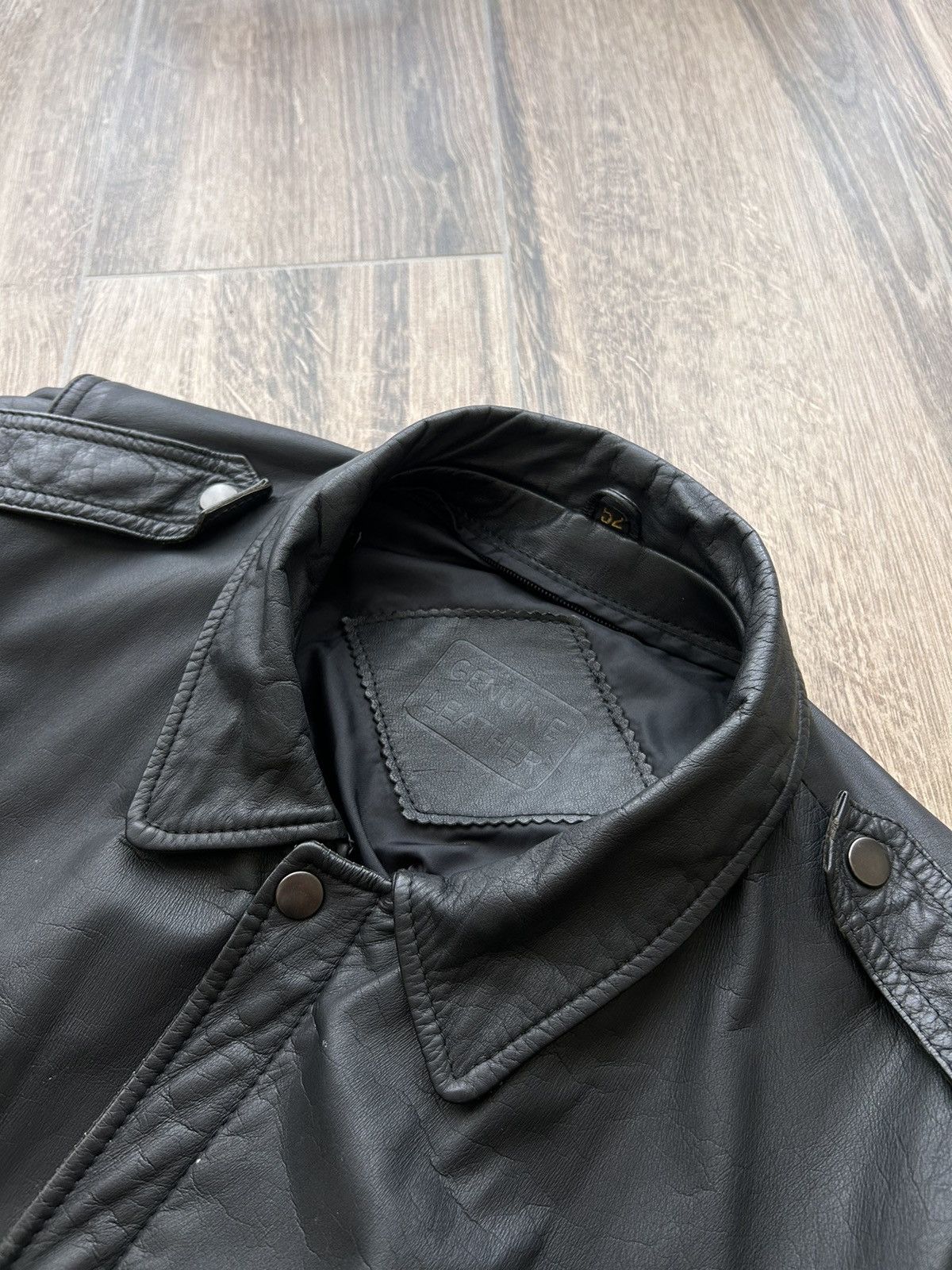 Genuine Leather × Vintage Vintage Genuine Leather Biker jacket Ma-1 style rare Size US L / EU 52-54 / 3 - 4 Thumbnail
