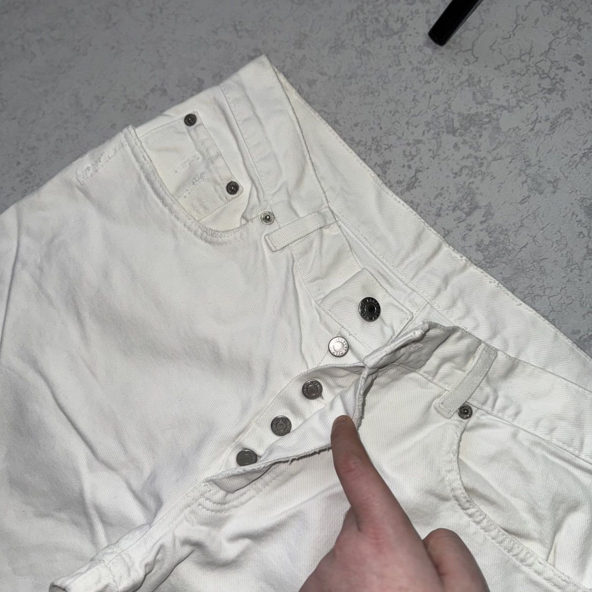 Helmut Lang Helmut Lang 00s Vintage Broken Denim White Pant/Jeans Size US 33 - 9 Thumbnail