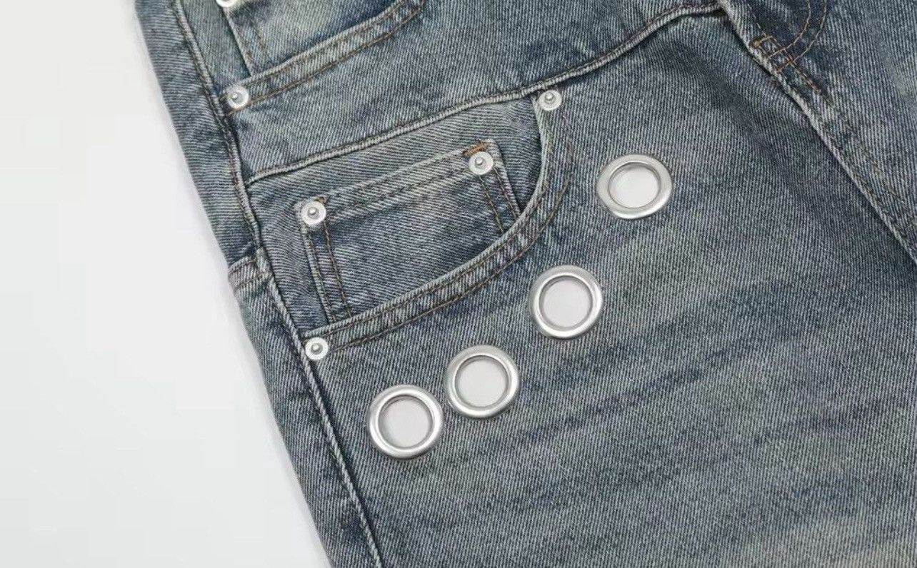 Jean Vintage Washed Distressed Splicing Flared Jeans Size US 30 / EU 46 - 7 Thumbnail