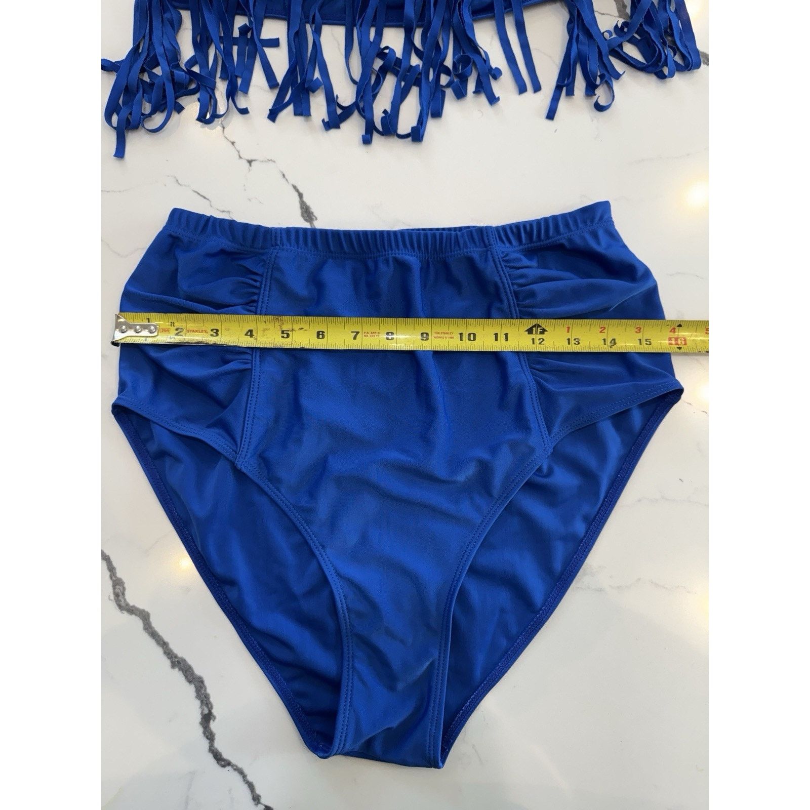 Other Royal Blue Fringe Bikini Set High Waisted Halter Top size L Size ONE SIZE - 3 Thumbnail