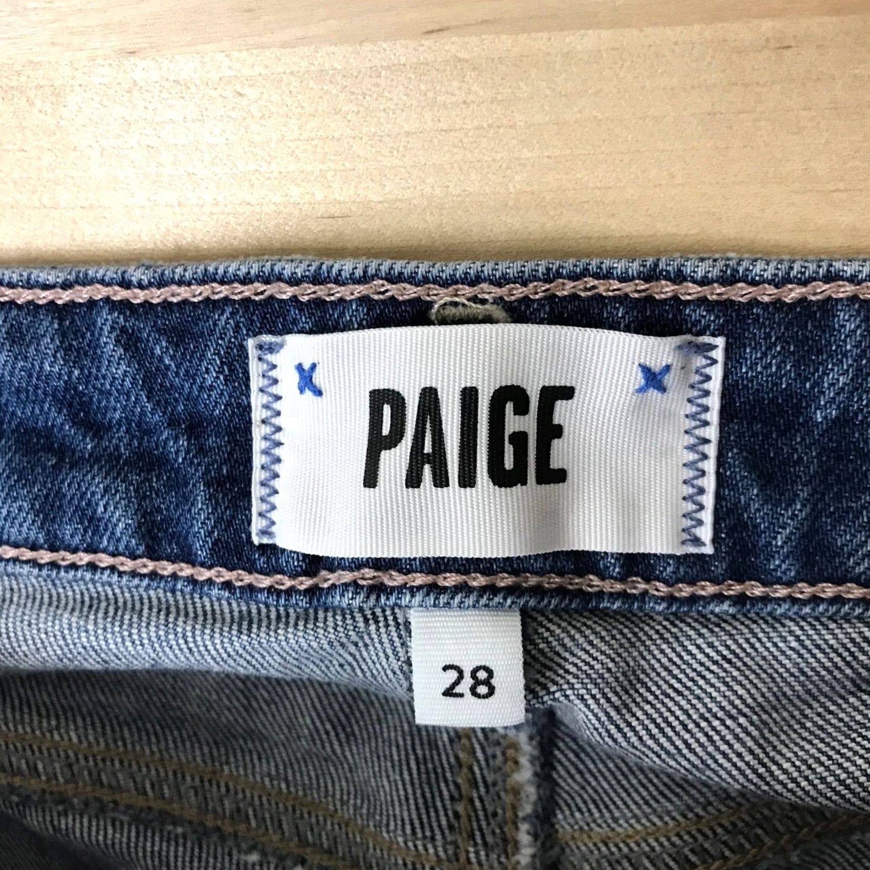 Paige PAIGE Colette Crop Flare Jeans Medium Wash Distressed Raw Hem Size 28 Size 28" / US 6 / IT 42 - 7 Thumbnail
