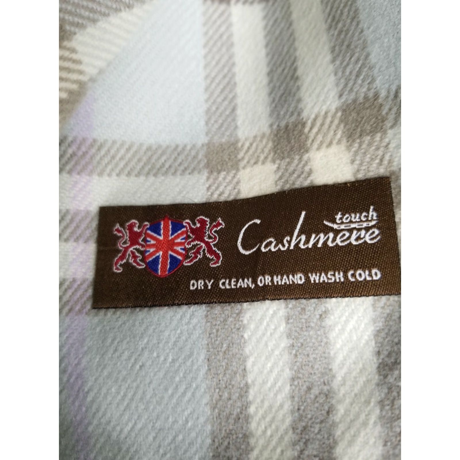 Vintage VINTAGE The Cashmere Toouch Scarf Plaid Blue Brown Fringe 100% Cashmere Unisex Winter Neck Warmer Scarf Size ONE SIZE - 2 Thumbnail