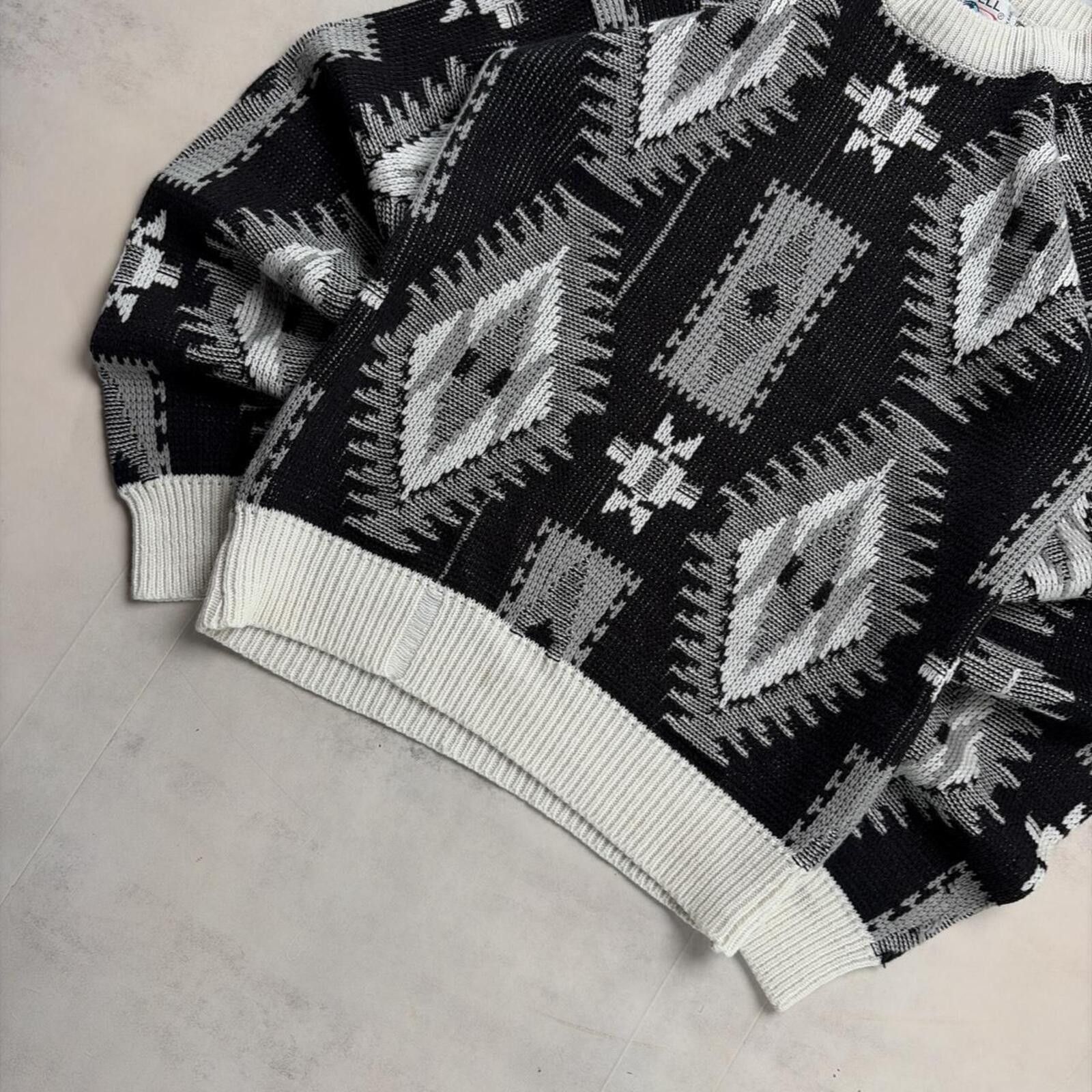 Other Vintage 90’s Black Chartwell Grunge Aztec Knit Sweater Size US S / EU 44-46 / 1 - 4 Thumbnail