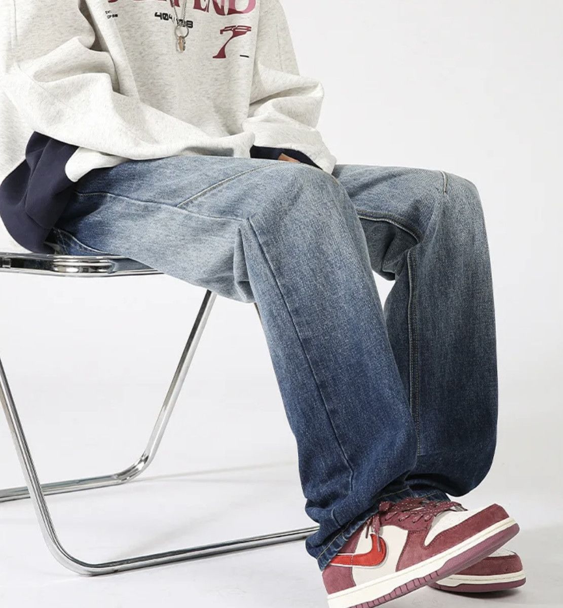 Denime × Japanese Brand Washed Old Jeans Men's Design Loose Tide Straight Pants Size US 36 / EU 52 - 1 Thumbnail
