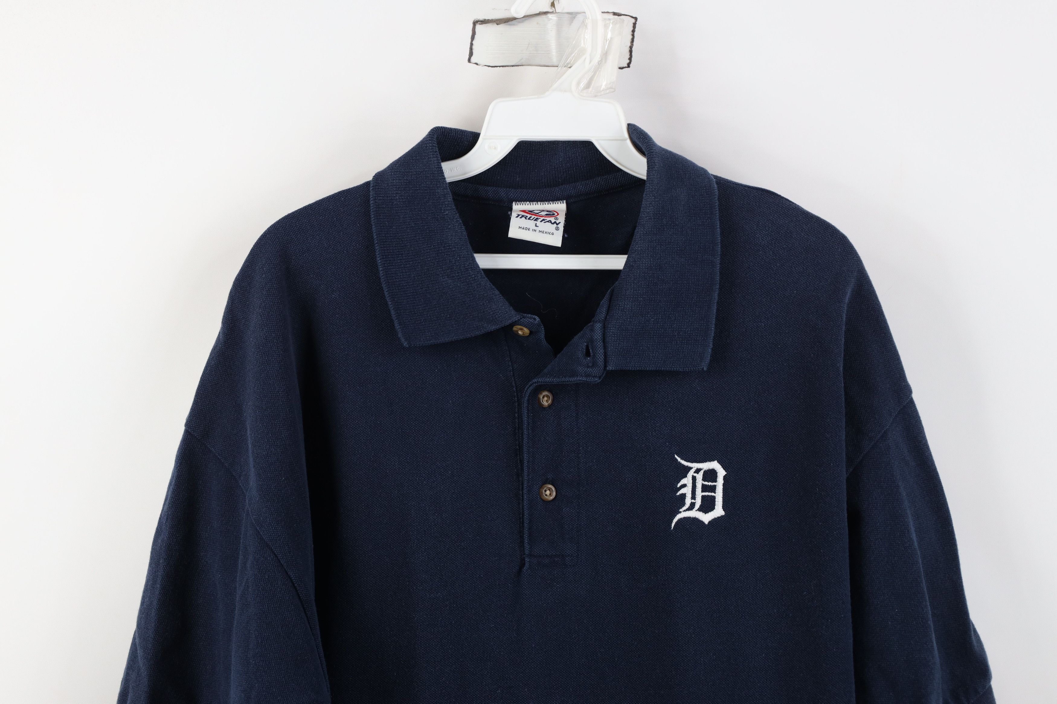 Vintage Vintage 90s English D Detroit Tigers Baseball Golf Polo Blue Size US L / EU 52-54 / 3 - 2 Thumbnail
