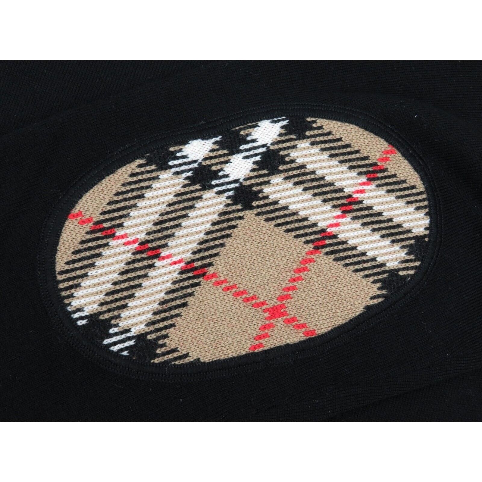 Burberry BEMPTON BLACK WOOL ELBOW CHECK PATCHES PULLOVER SWEATER S Size S / US 4 / IT 40 - 8 Thumbnail