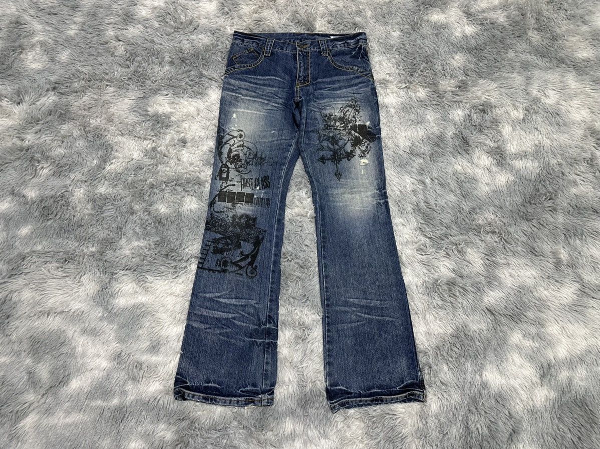 semanticdesign 🔥Ss09 Semantic Design Poem Skull Cross Flared Denim Size US 32 / EU 48 - 1 Thumbnail