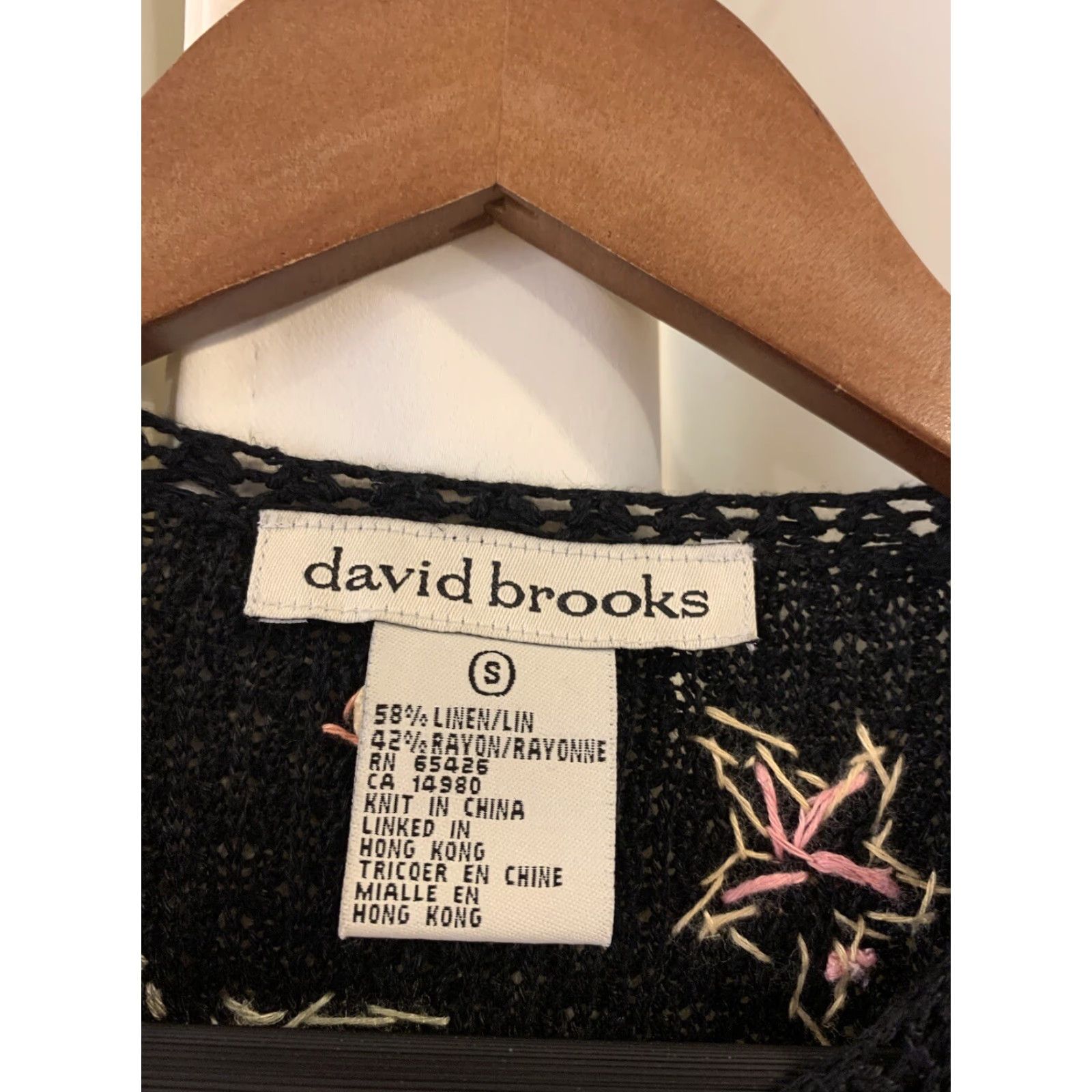 Brooks DAVID BROOKS Cardigan Sweater Women S Black Multi Floral Embroidered Cottagecore Knit Long Sleeve Round Neck Vintage No Size S / US 4 / IT 40 - 4 Thumbnail