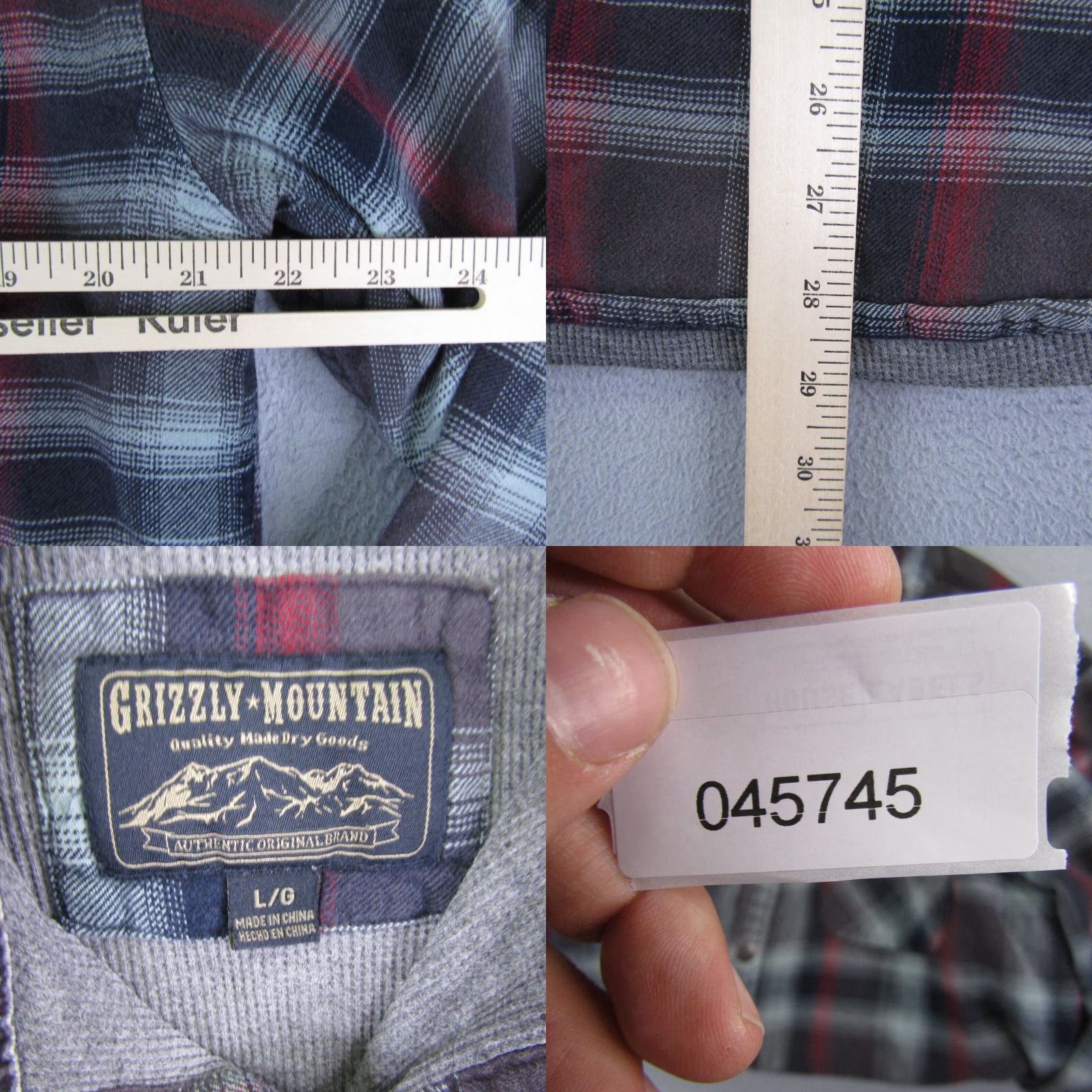 Vintage Grizzly Mountain Shirt Jacket Mens Large Gray Plaid Flannel Shacket Lined Thermal Button-Up Casual Workwear Outdoor Size US L / EU 52-54 / 3 - 8 Thumbnail