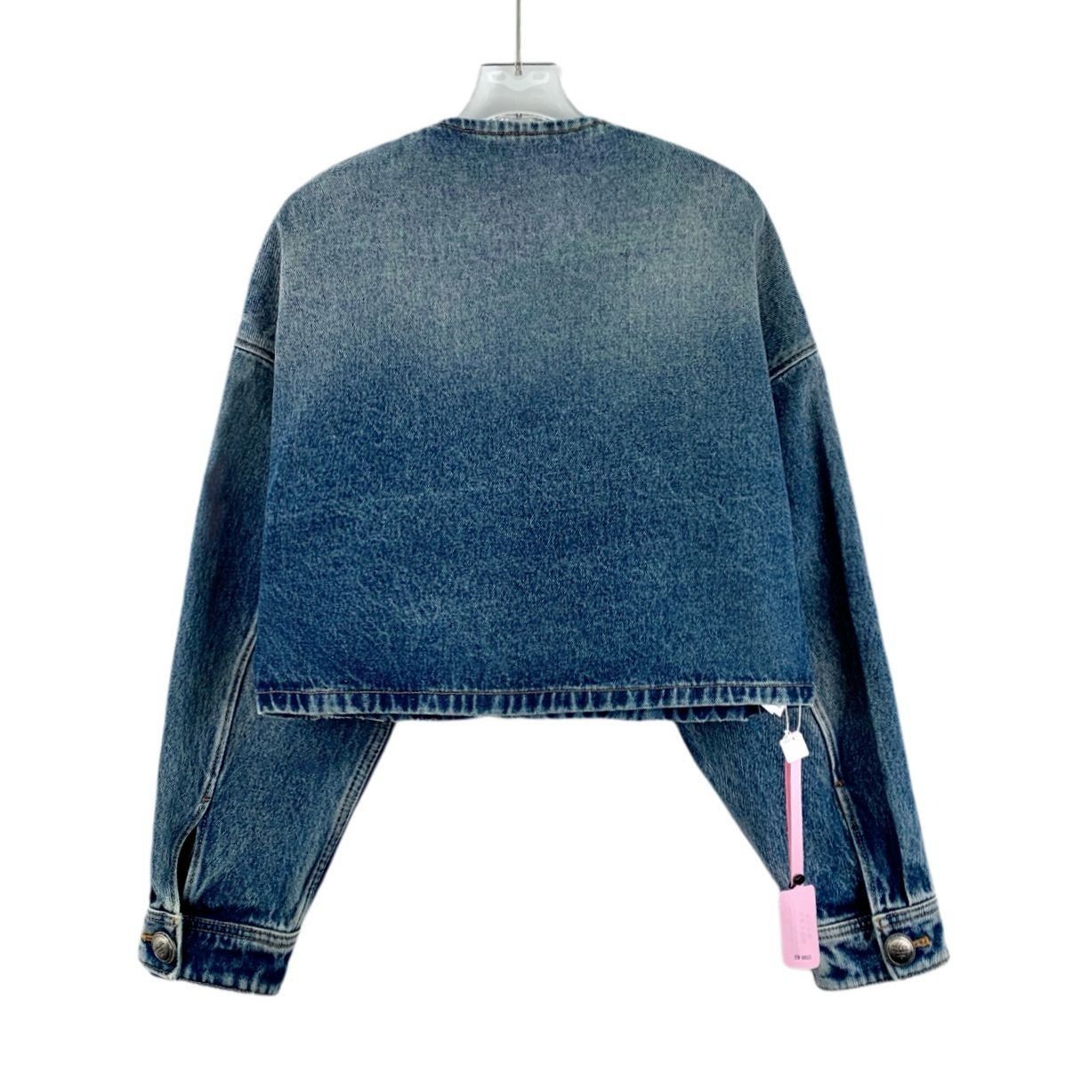 Prada PRADA Milano Cropped Denim Jacket With Triangle Logo & Silve Size XS / US 0-2 / IT 36-38 - 8 Thumbnail
