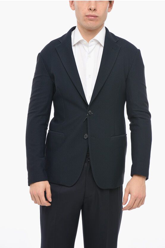 image of Armani Og1Mm0424 Textured Blazer In Blue, Men's (Size Small)