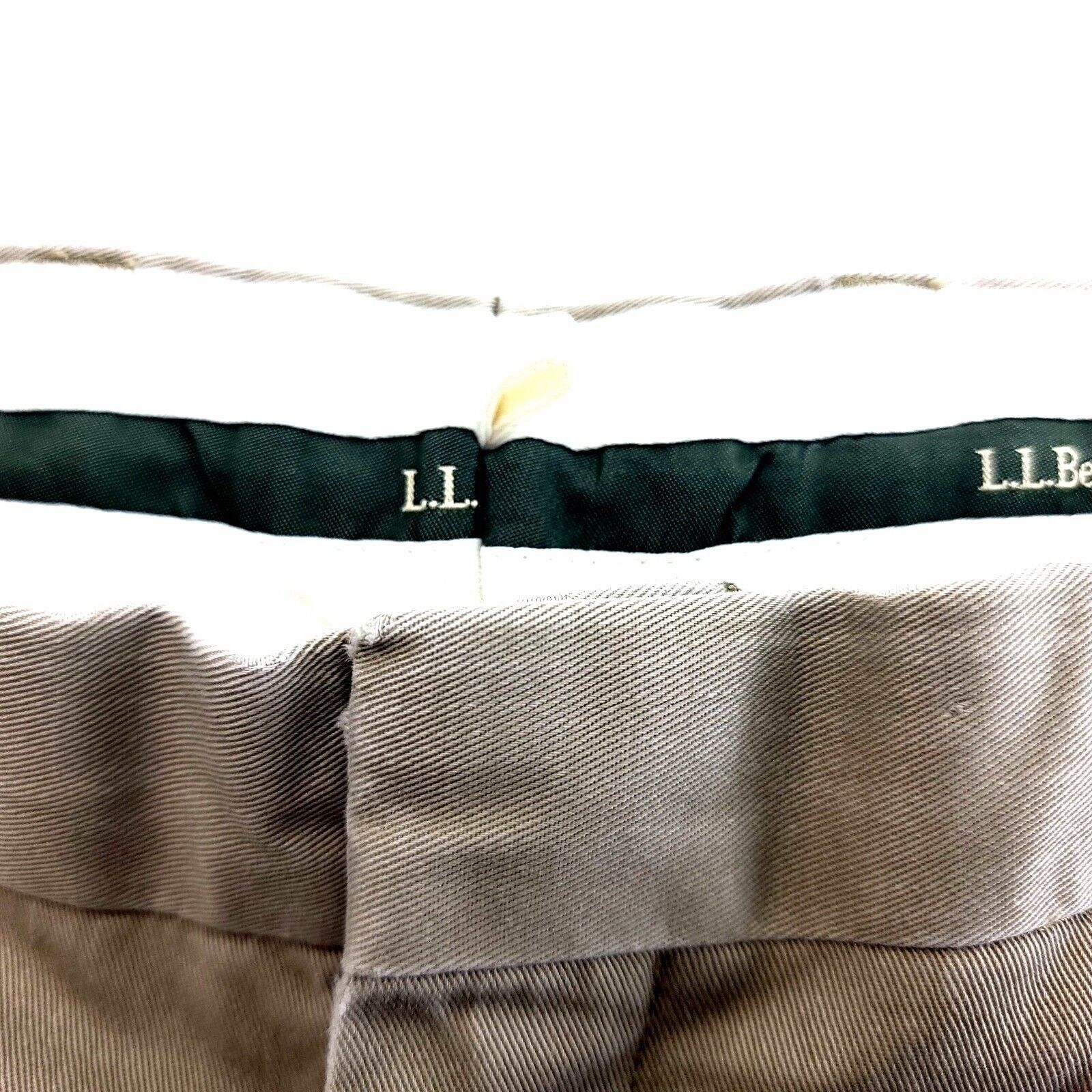 L.L. Bean L.L. Bean Cream Tan Flat Front Cotton High Rise Chino Pants Size US 36 / EU 52 - 4 Thumbnail