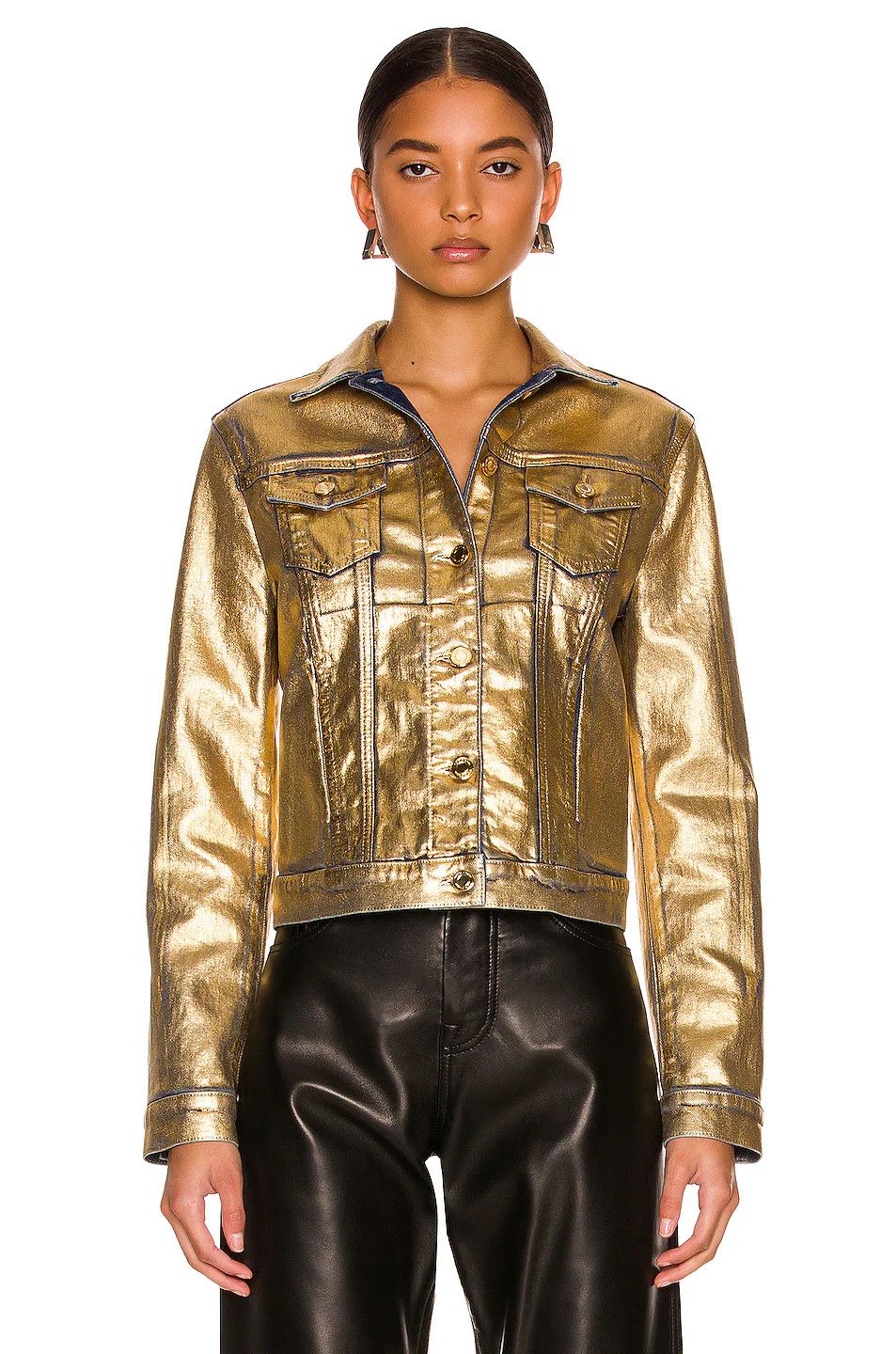 Tom Ford o1w1db10225 GID051 Denim Jacket in Gold Size S / US 4 / IT 40 - 1 Thumbnail