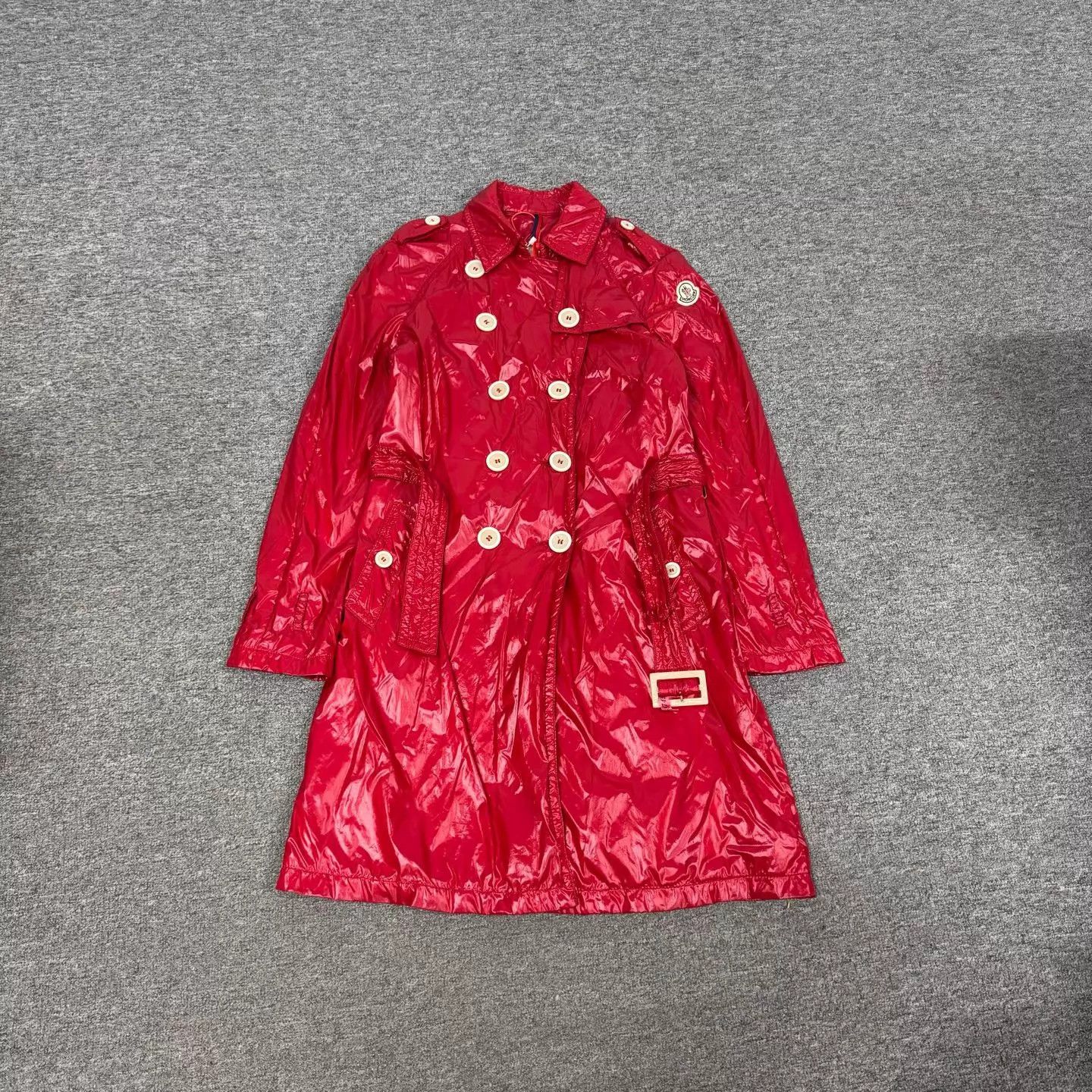 Moncler Moncler Shiny Red Belted DB Mid Trench Coat 1/99 Size S / US 4 / IT 40 - 1 Thumbnail