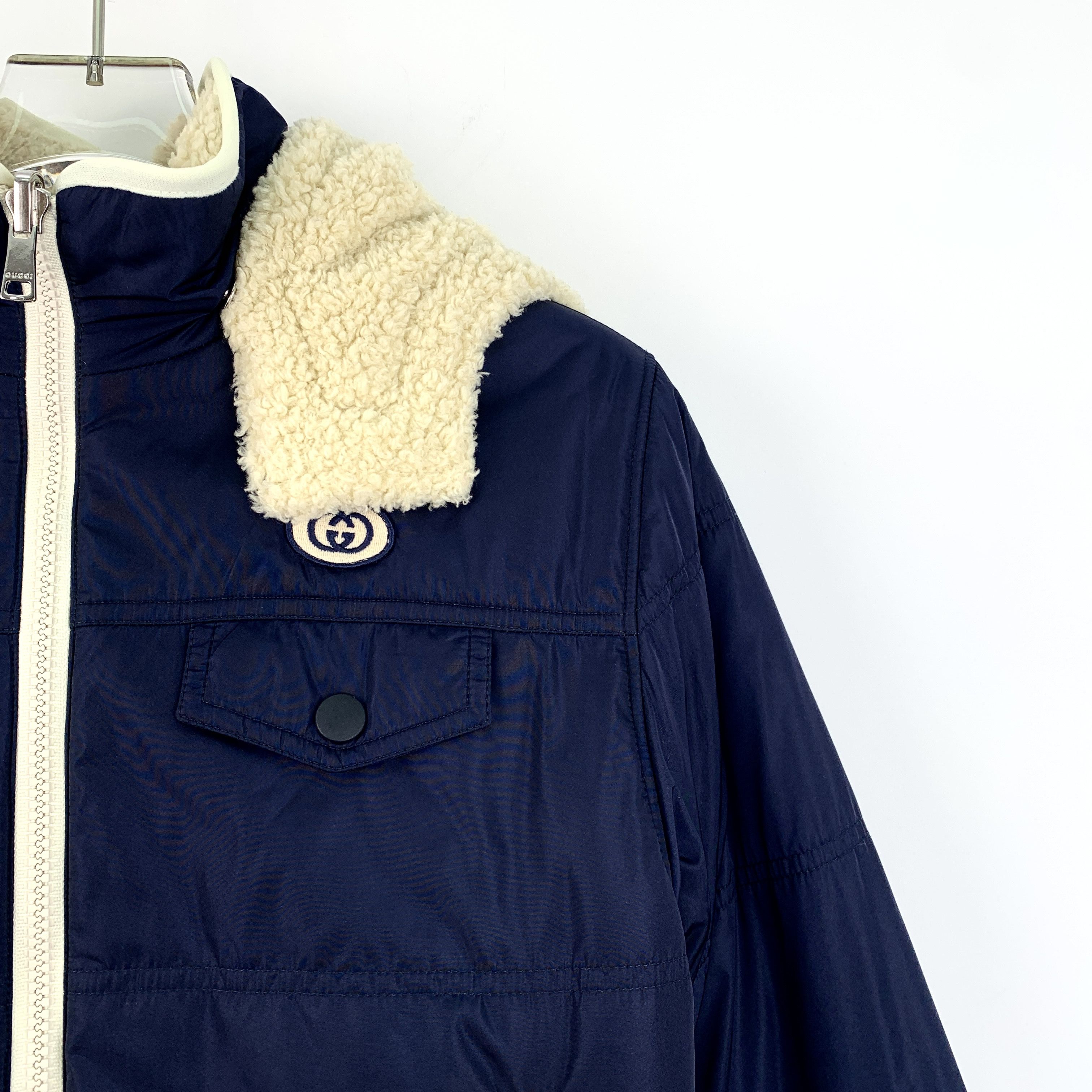 Gucci Gucci Navy Shearling-Lined Hooded Cotton Jacket (Size S) Size US S / EU 44-46 / 1 - 7 Thumbnail