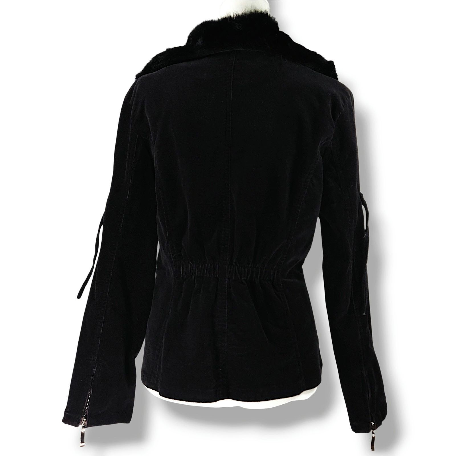 Other Jennyfer.J Corduroy Jacket Rabbit Fur Trim Black Y2K M Size M / US 6-8 / IT 42-44 - 5 Thumbnail