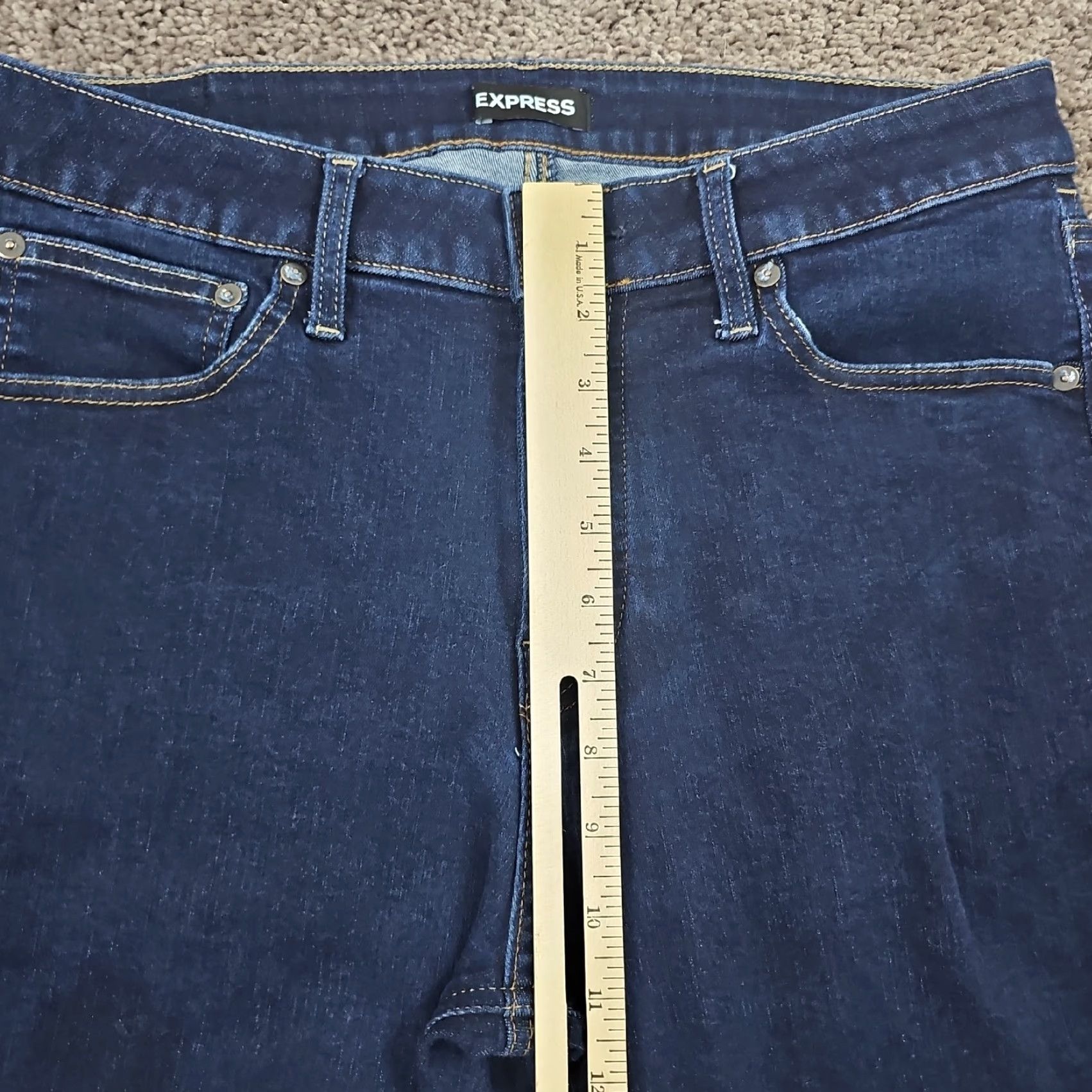 Express Express Jeans Slim Fit Denim Jeans - 32x29 - Dark Wash - Blue - Mens - Regular - Stretch - Cotton Polyester Spandex - 31x29 Tag Size 32x32 Size US 31 - 4 Thumbnail