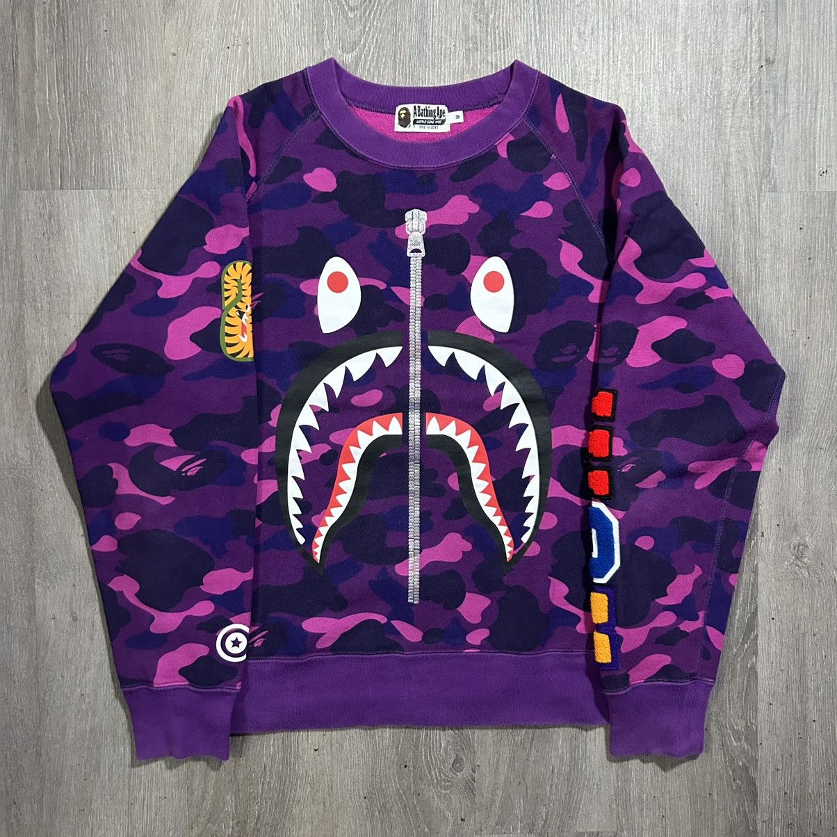 Bape BAPE Purple Camo Shark Sweatshirt Size US M / EU 48-50 / 2 - 1 Thumbnail
