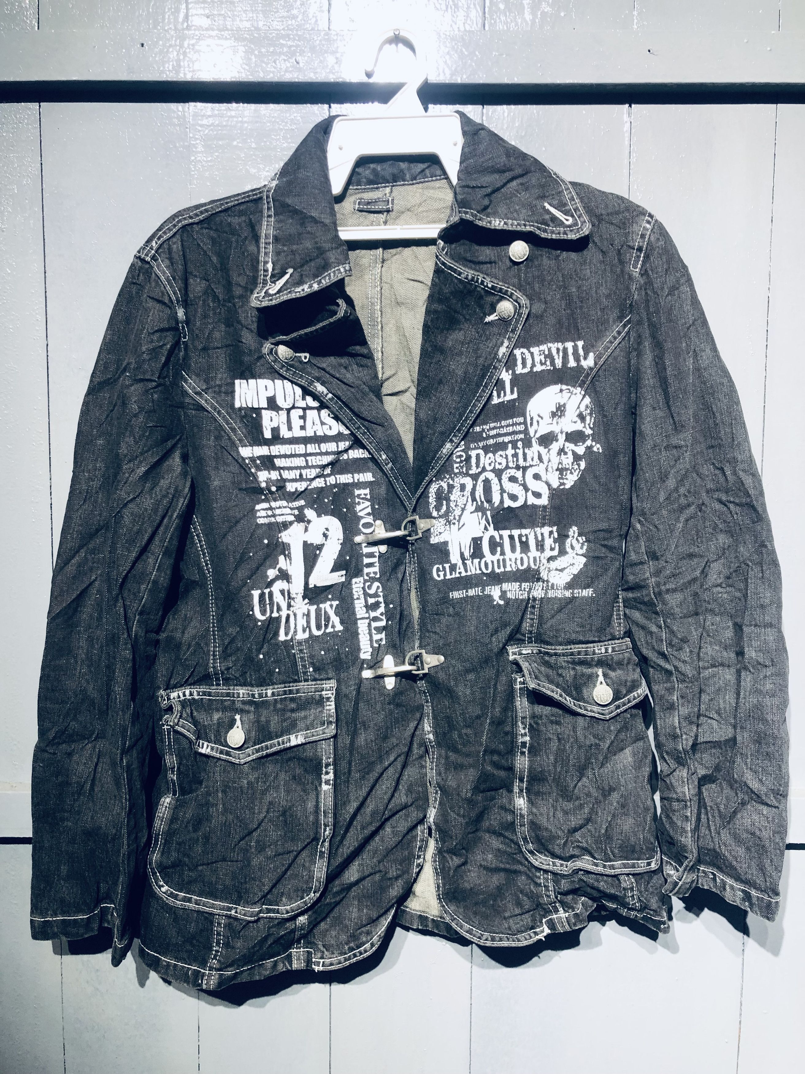 Japanese Brand 💸OFFER BINDING💸 SKULL ☠️ PUNK STYLE DENIM JACKET‼️ Size US M / EU 48-50 / 2 - 12 Thumbnail