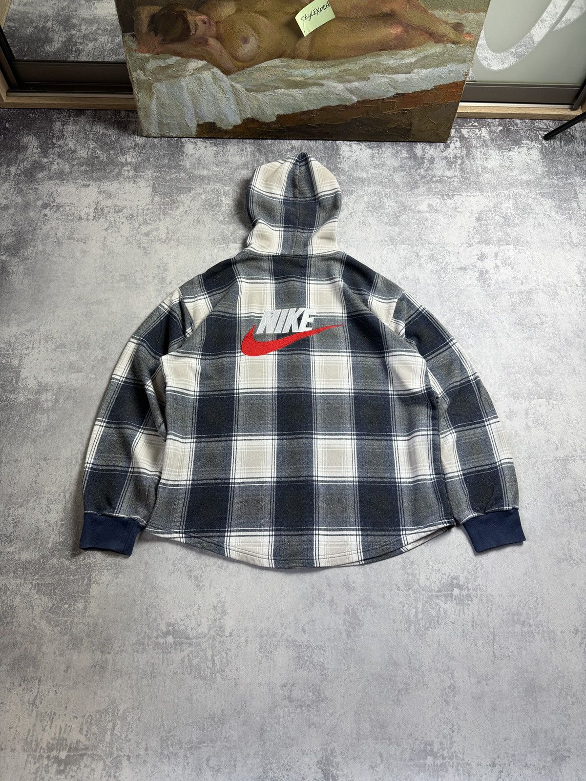 Nike Supreme Vintage Supreme Nike Y2K Flannel Plaid Button Up Shirt Hoodie Grailed