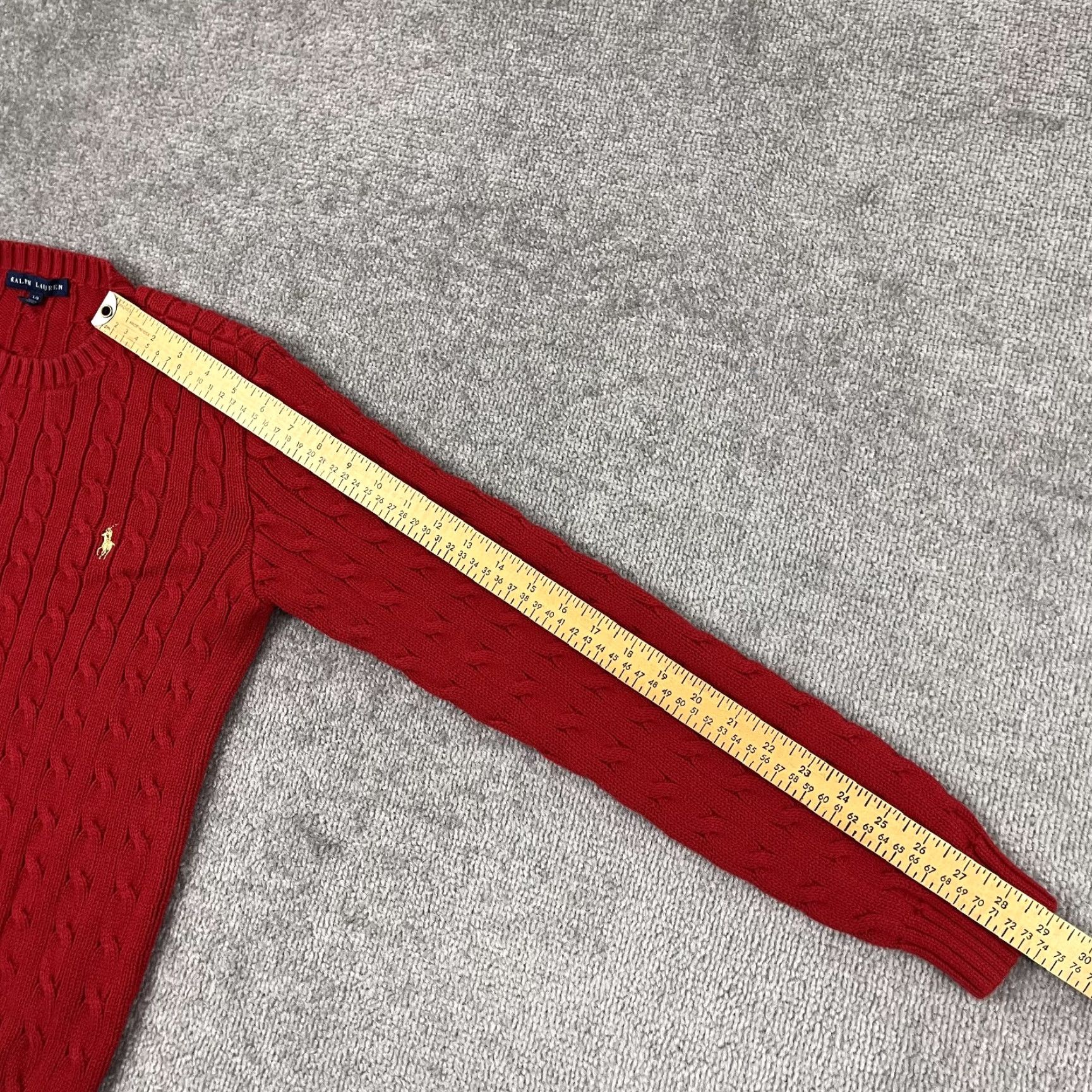 Ralph Lauren Vintage Ralph Lauren Sweater Women Large Crew Neck Cable Knit Red Preppy Pullover Size L / US 10 / IT 46 - 6 Thumbnail