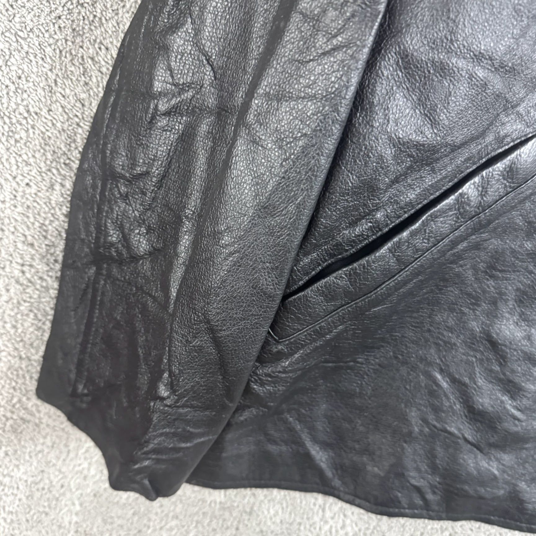 Vintage Burk's Bay Jacket Mens XL Black Leather Full Zip Bomber Insulated Lined Size US XL / EU 56 / 4 - 2 Thumbnail