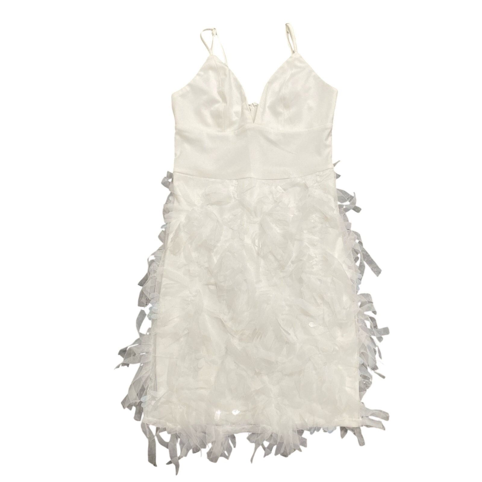 Shein Solid Fuzzy Trim Cami Dress in White, Size XS Size XS / US 0-2 / IT 36-38 - 2 Thumbnail